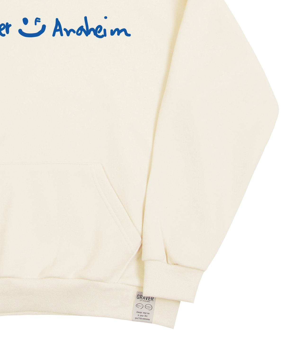 그레이버(GRAVER) [UNISEX]드로잉 로고 드로잉스마일 후드티_크림