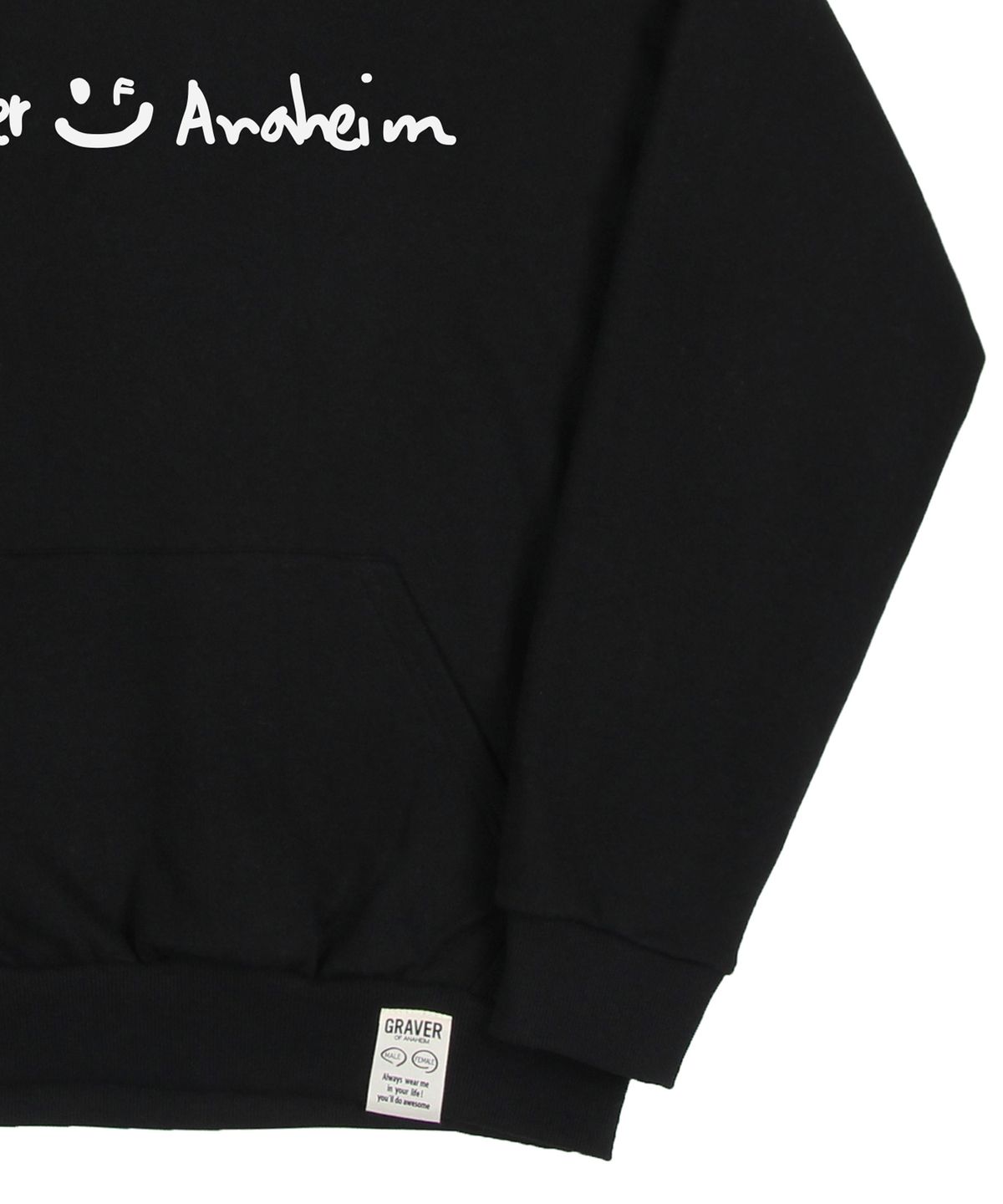 그레이버(GRAVER) [UNISEX]드로잉 로고 드로잉스마일 후드티_블랙