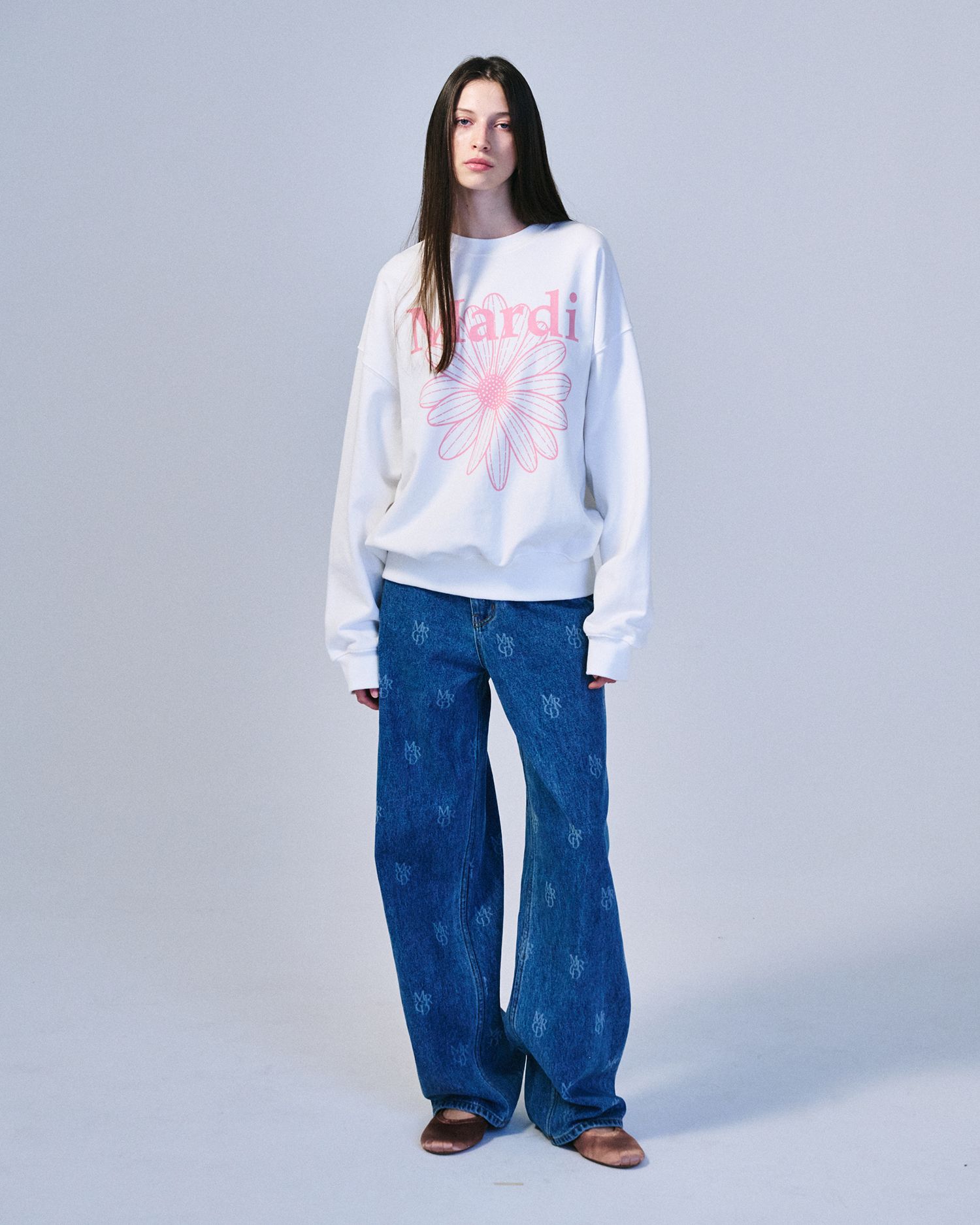 MUSINSA | MARDI MERCREDI SWEATSHIRT FLOWERMARDI_WHITE PINK