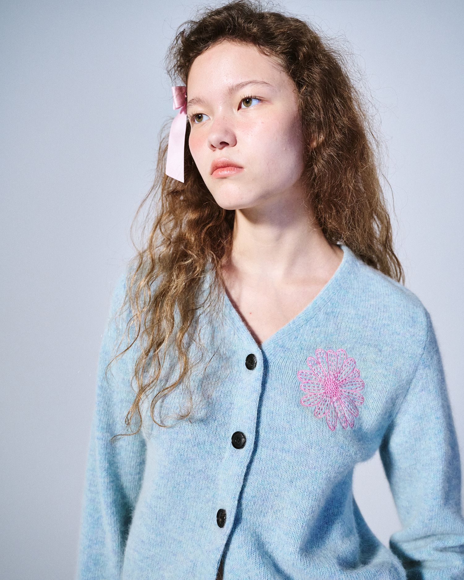 トップス Mardi Mercredi RACCOON BLENDED CARDIGAN RACCOON BLENDED CARDIGAN ROUND NECK SPADE_IVORY - MARDI MERCREDI