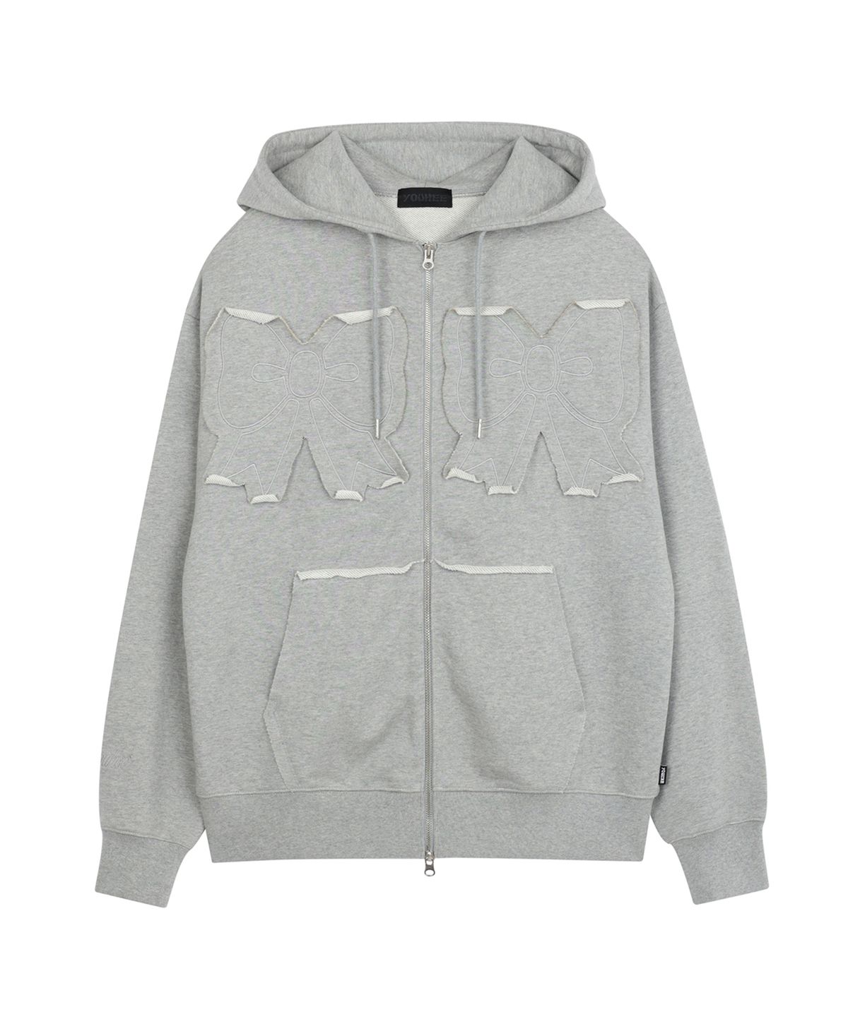 유희(YOUHEE) YOUHEE RIBBON HOOD ZIP-UP MELANGE GREY