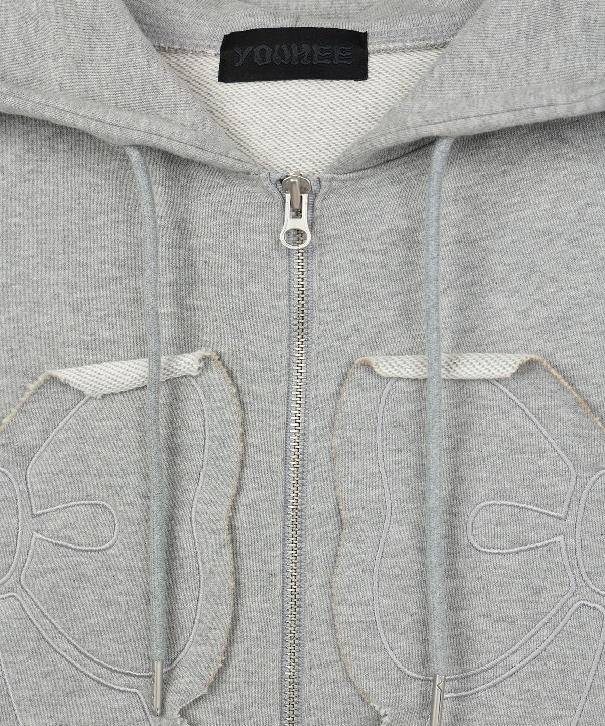 유희(YOUHEE) YOUHEE RIBBON HOOD ZIP-UP MELANGE GREY