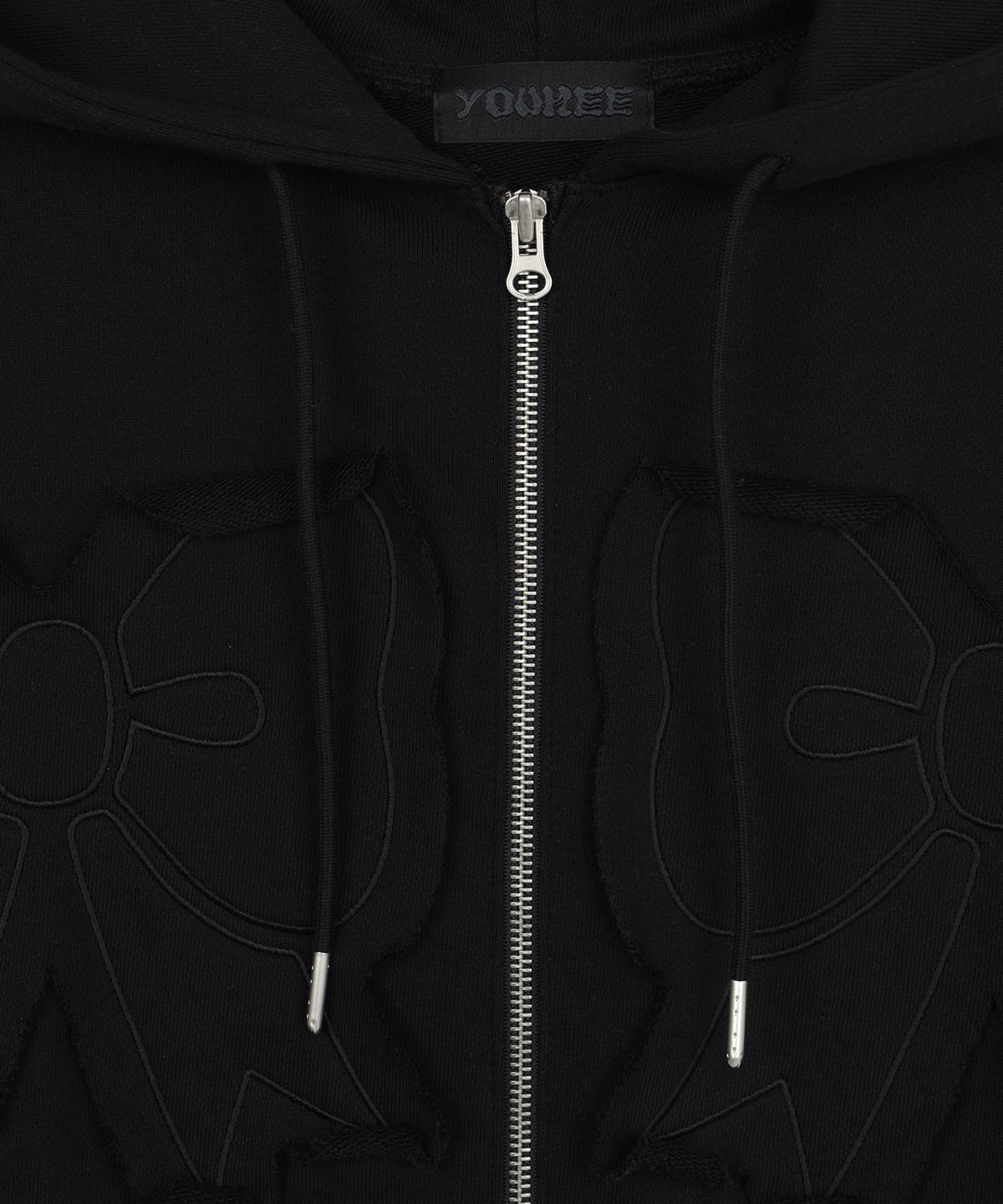 유희(YOUHEE) YOUHEE RIBBON HOOD ZIP-UP BLACK