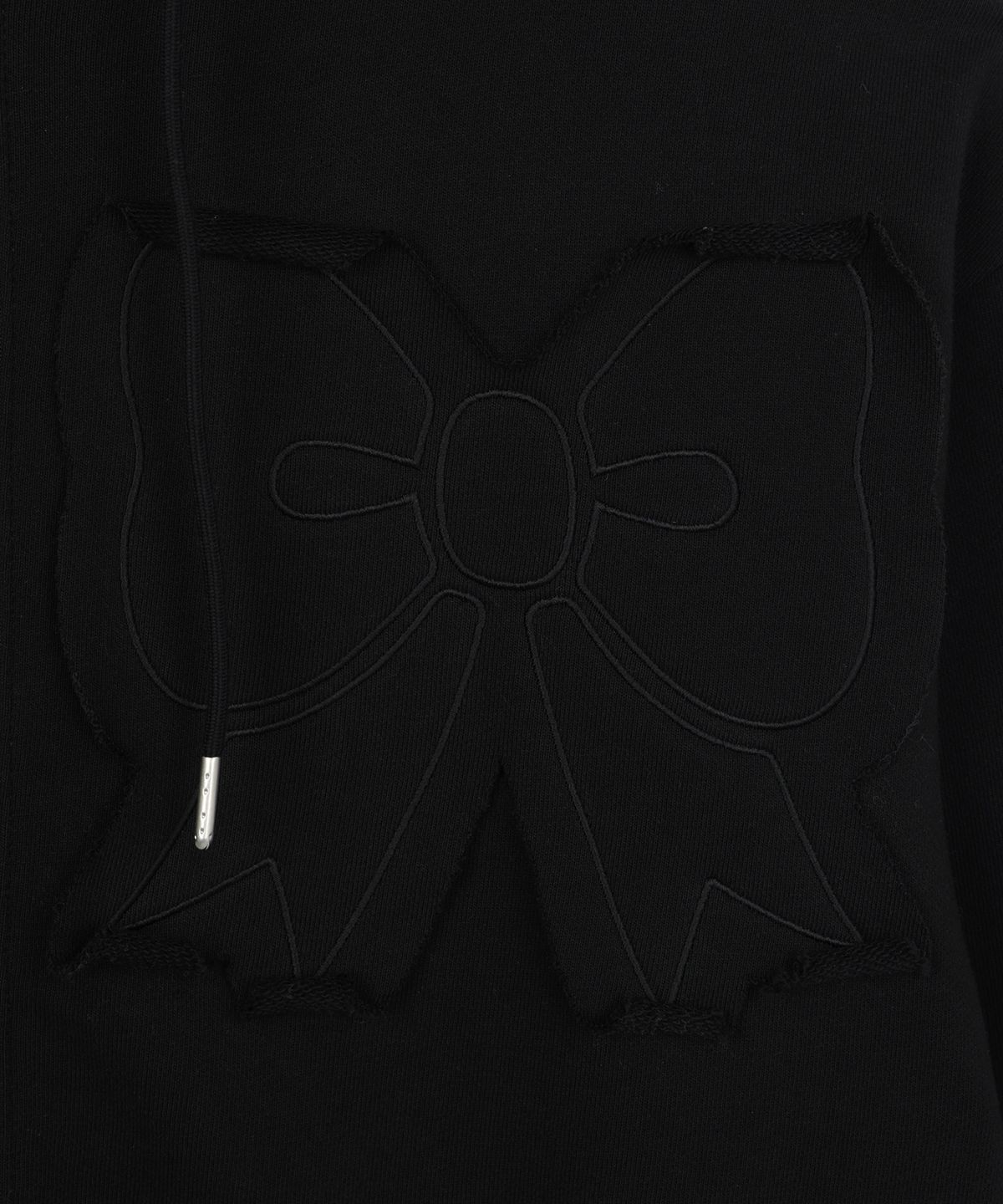 유희(YOUHEE) YOUHEE RIBBON HOOD ZIP-UP BLACK