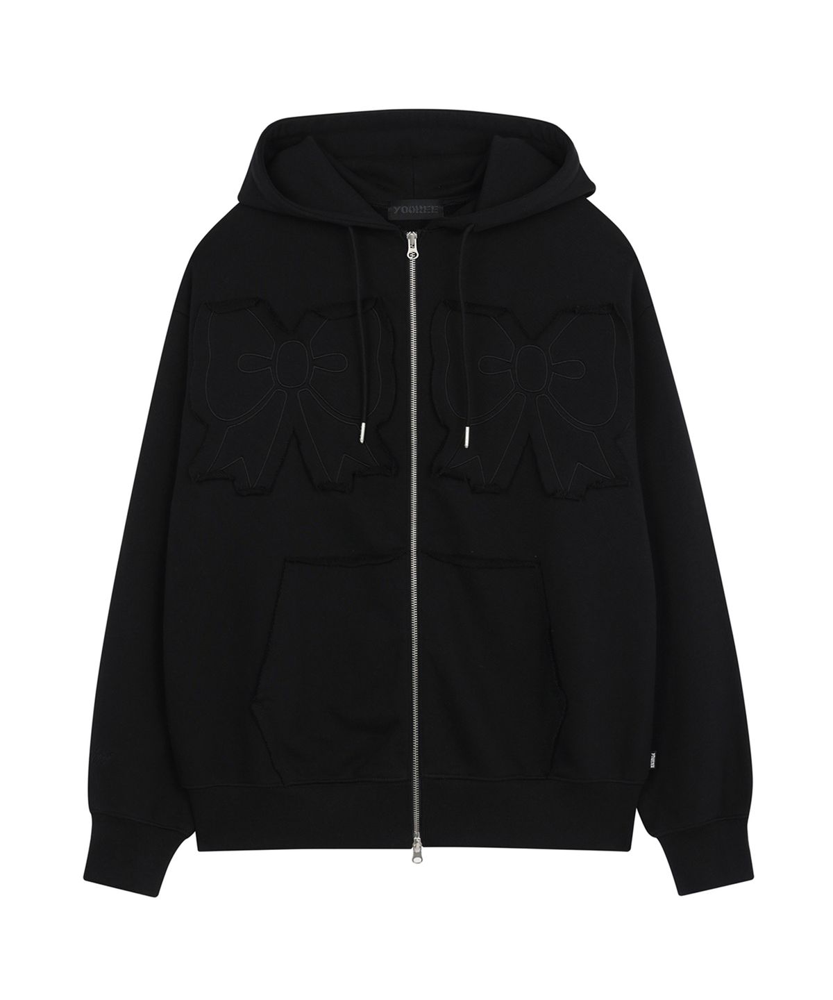 유희(YOUHEE) YOUHEE RIBBON HOOD ZIP-UP BLACK