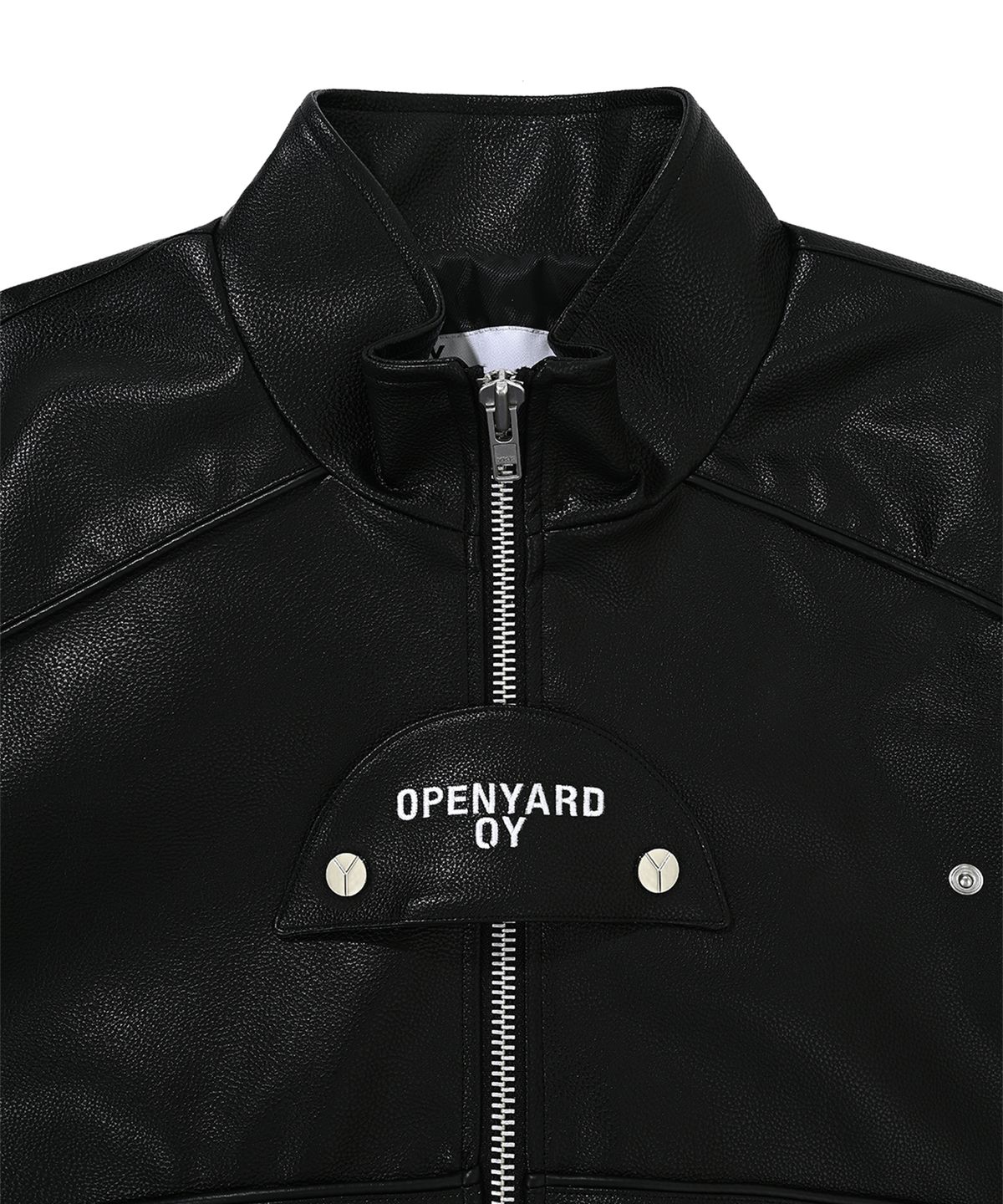 오픈야드(오와이)(OPENYARD(OY)) VEGAN LEATHER BUTTERFLY BIKER JACKET-BLACK