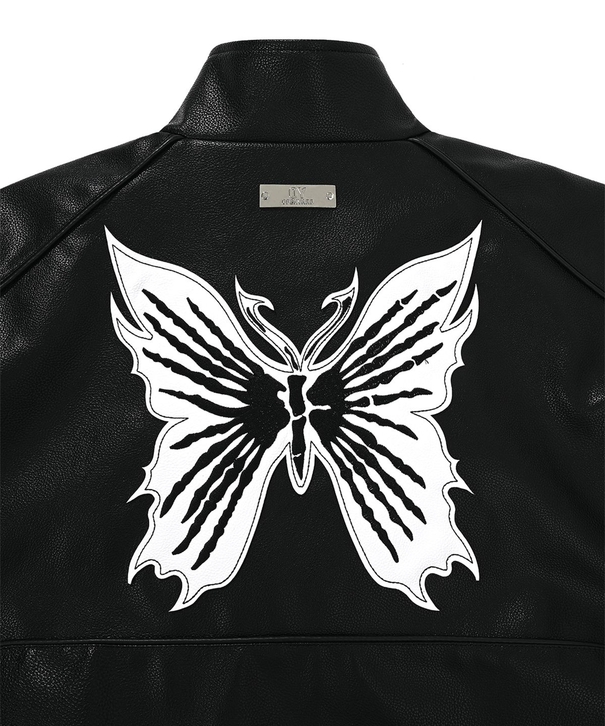 오픈야드(오와이)(OPENYARD(OY)) VEGAN LEATHER BUTTERFLY BIKER JACKET-BLACK