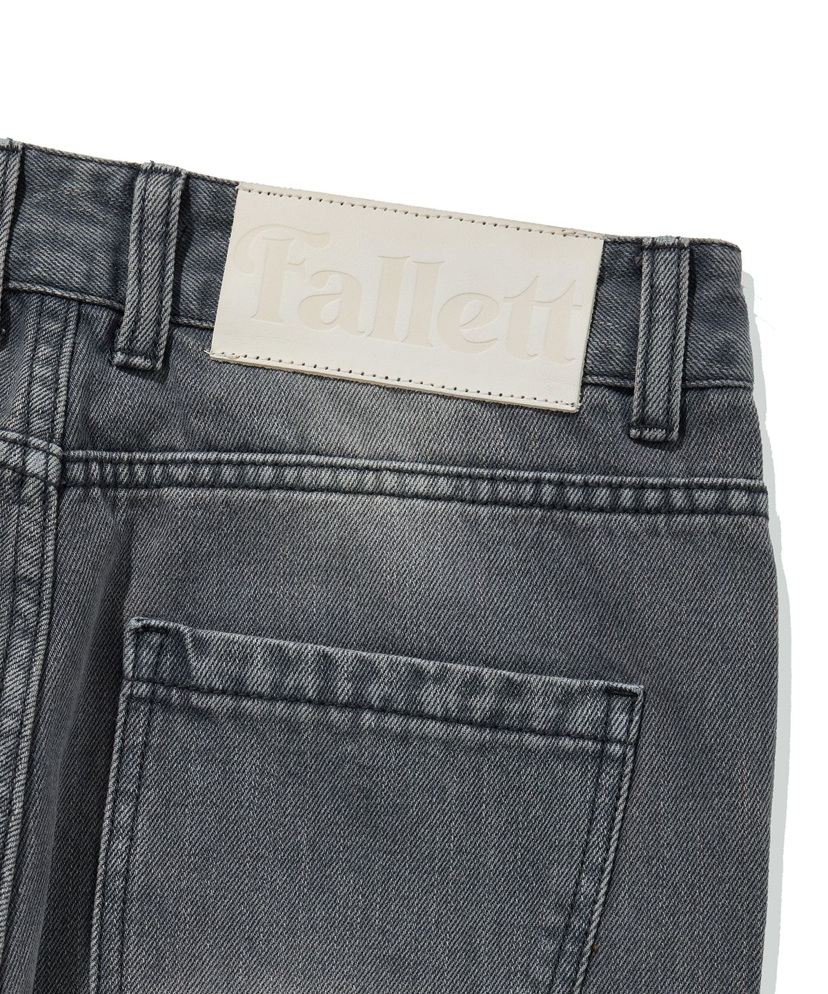 팔렛(FALLETT) 커브드 부츠컷 데님 팬츠 워시드 그레이