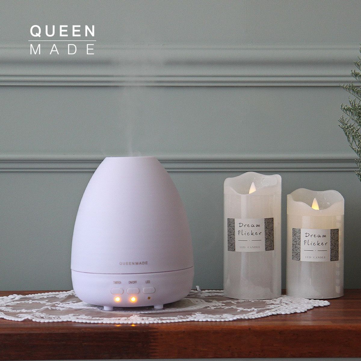 퀸메이드(QUEENMADE) 아로마 디퓨저 가습기 화이트, 딥퍼플 QHFA-1200