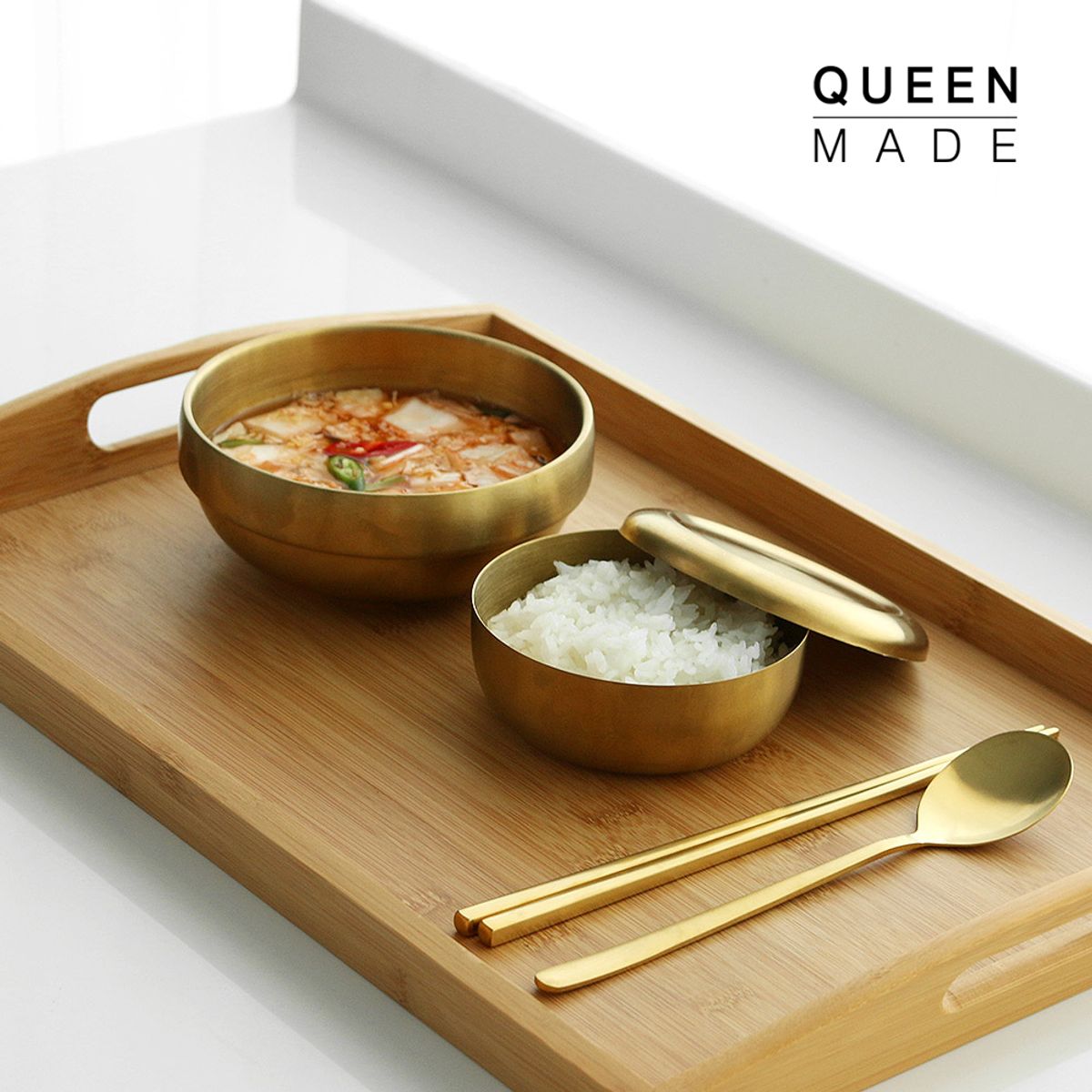퀸메이드(QUEENMADE) 라온 2인 반상기 세트 10P QMBZ-100G