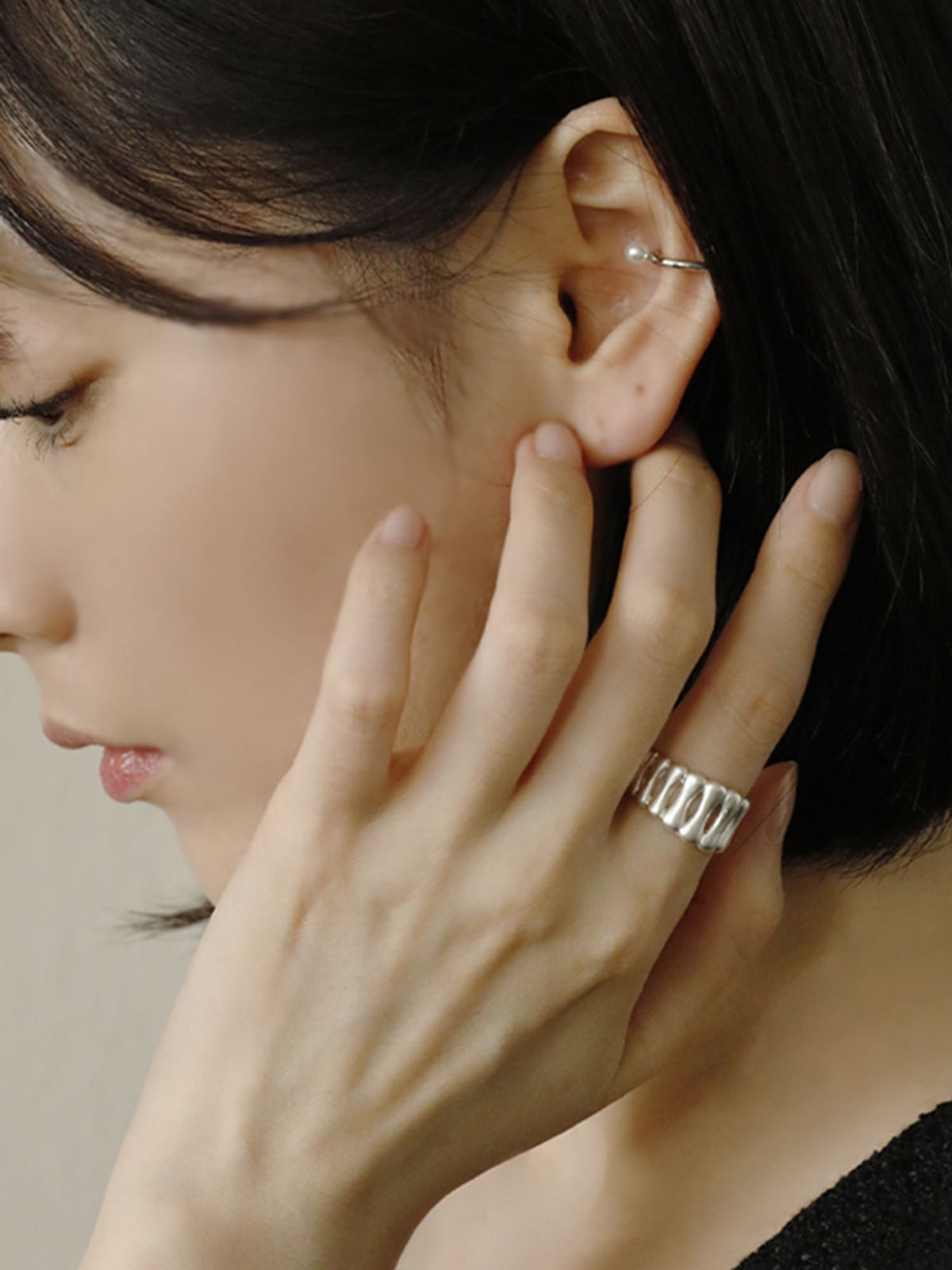 소수(SOSOO) Trumpet Silver Matt Bold Ring 트럼펫 실버 매트 볼드 반지