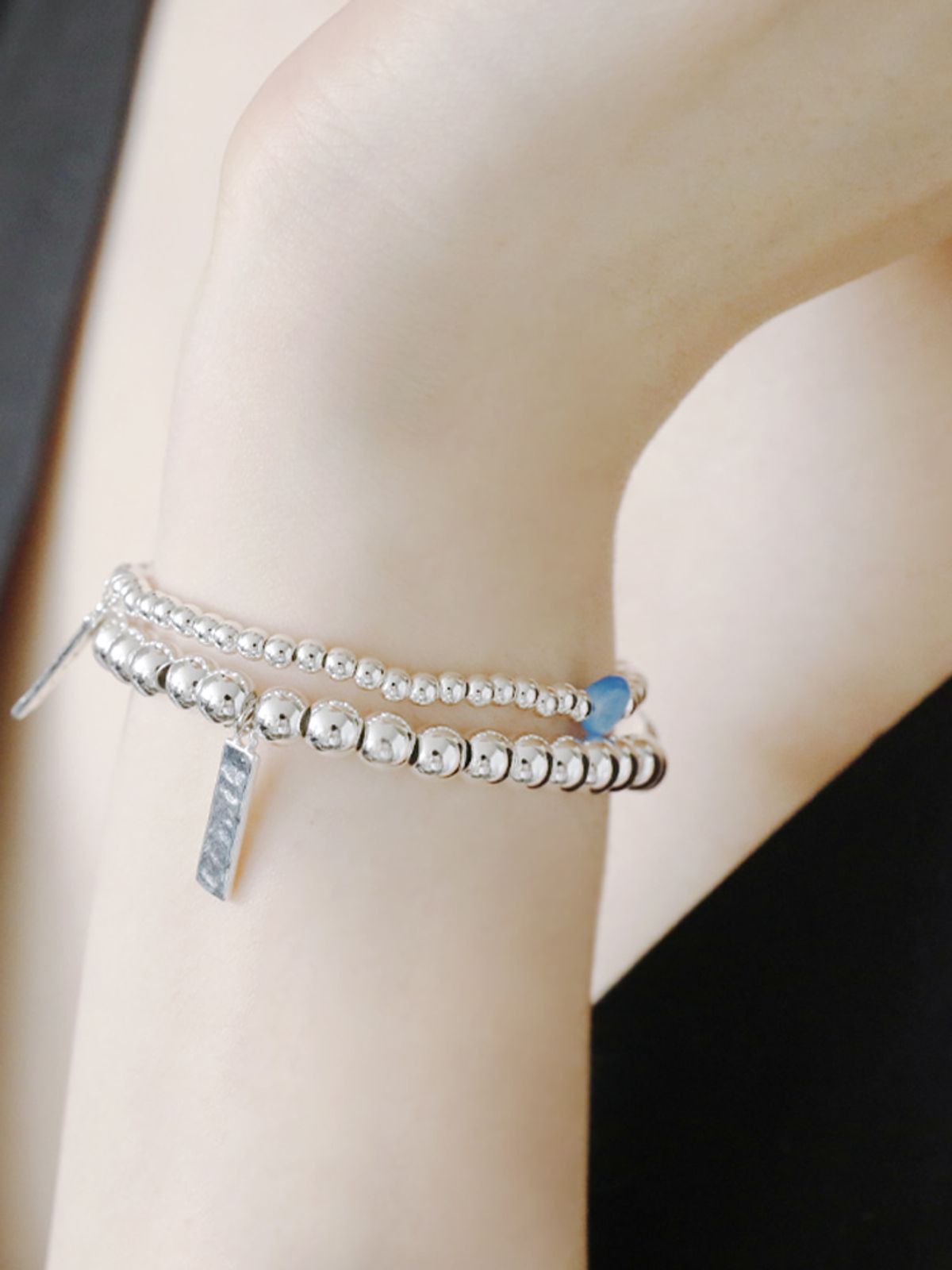 소수(SOSOO) Cat’s eye Silver Ball Crystal Bracelet set 캣츠아이 실버 볼 수정 팔찌 세트