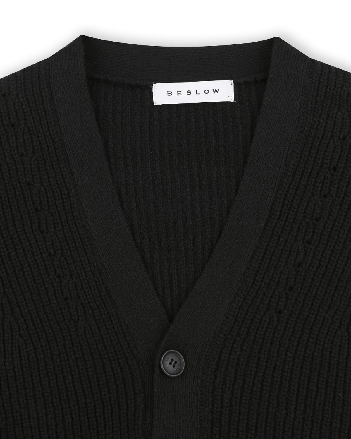 비슬로우(BESLOW) LOW GAUGE BULKY SHORT CARDIGAN BLACK