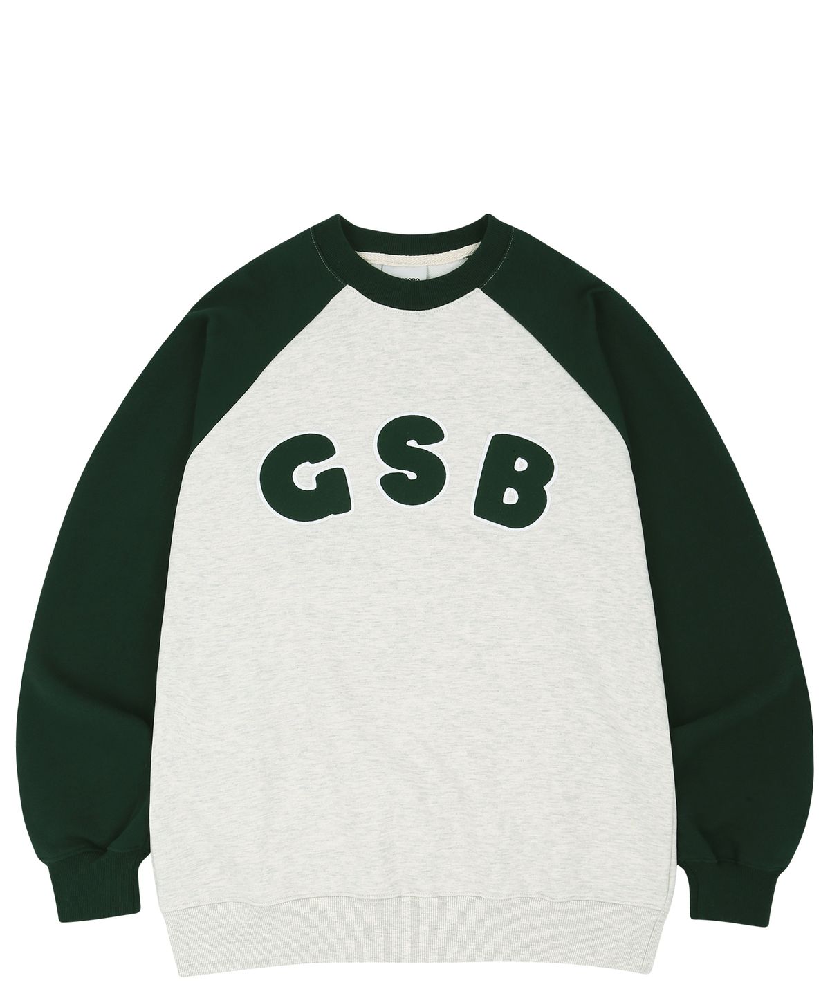 게인스보로(GAINSBORO) GSB로고 래글런 맨투맨_오트밀/그린