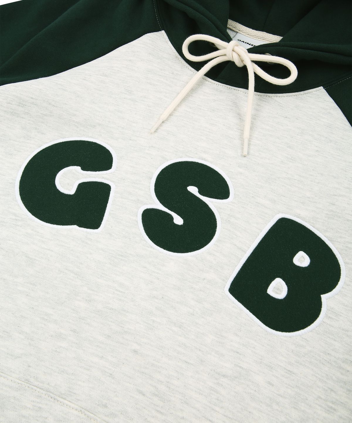 게인스보로(GAINSBORO) GSB로고 래글런 후드티_오트밀/그린