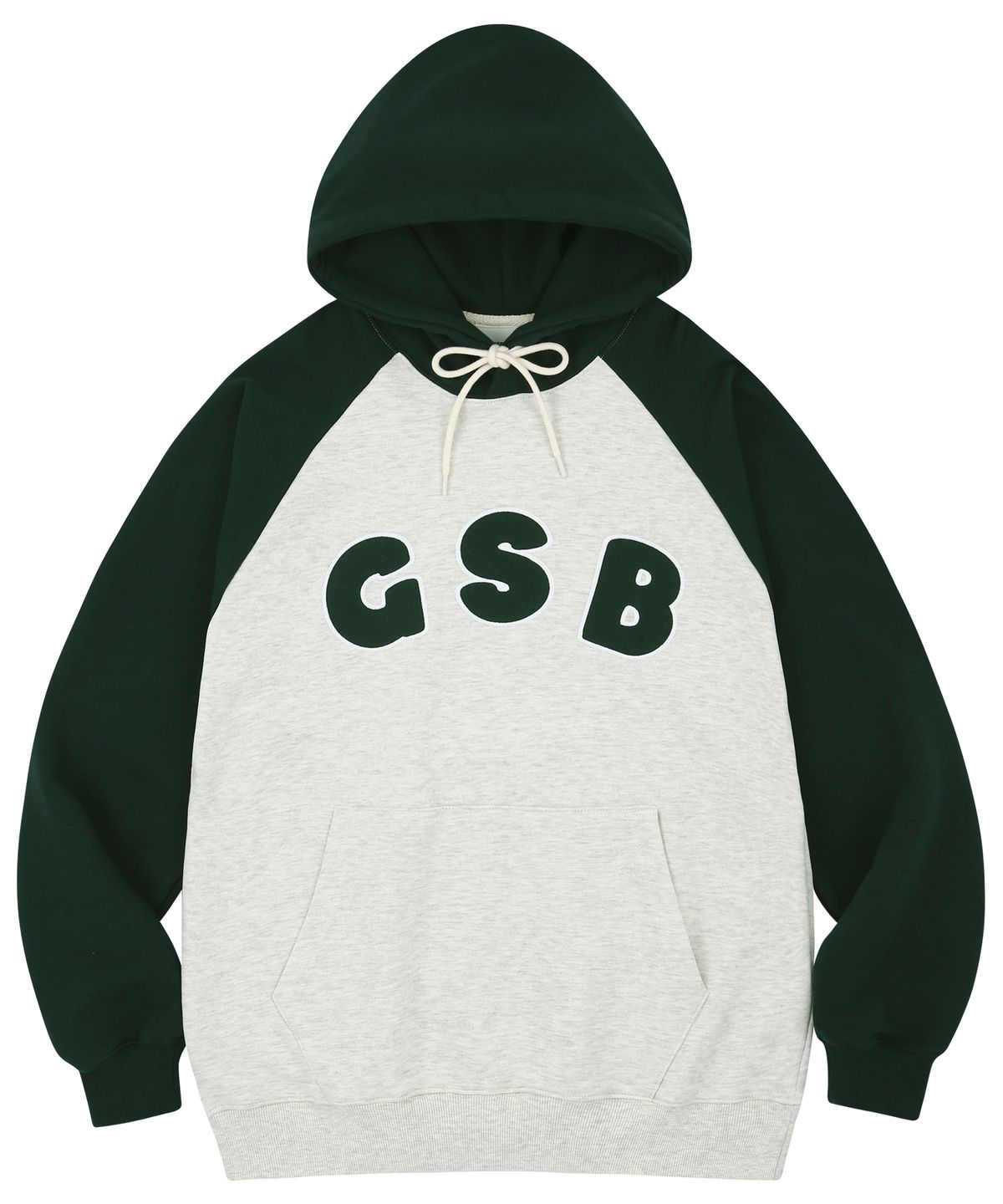 게인스보로(GAINSBORO) GSB로고 래글런 후드티_오트밀/그린