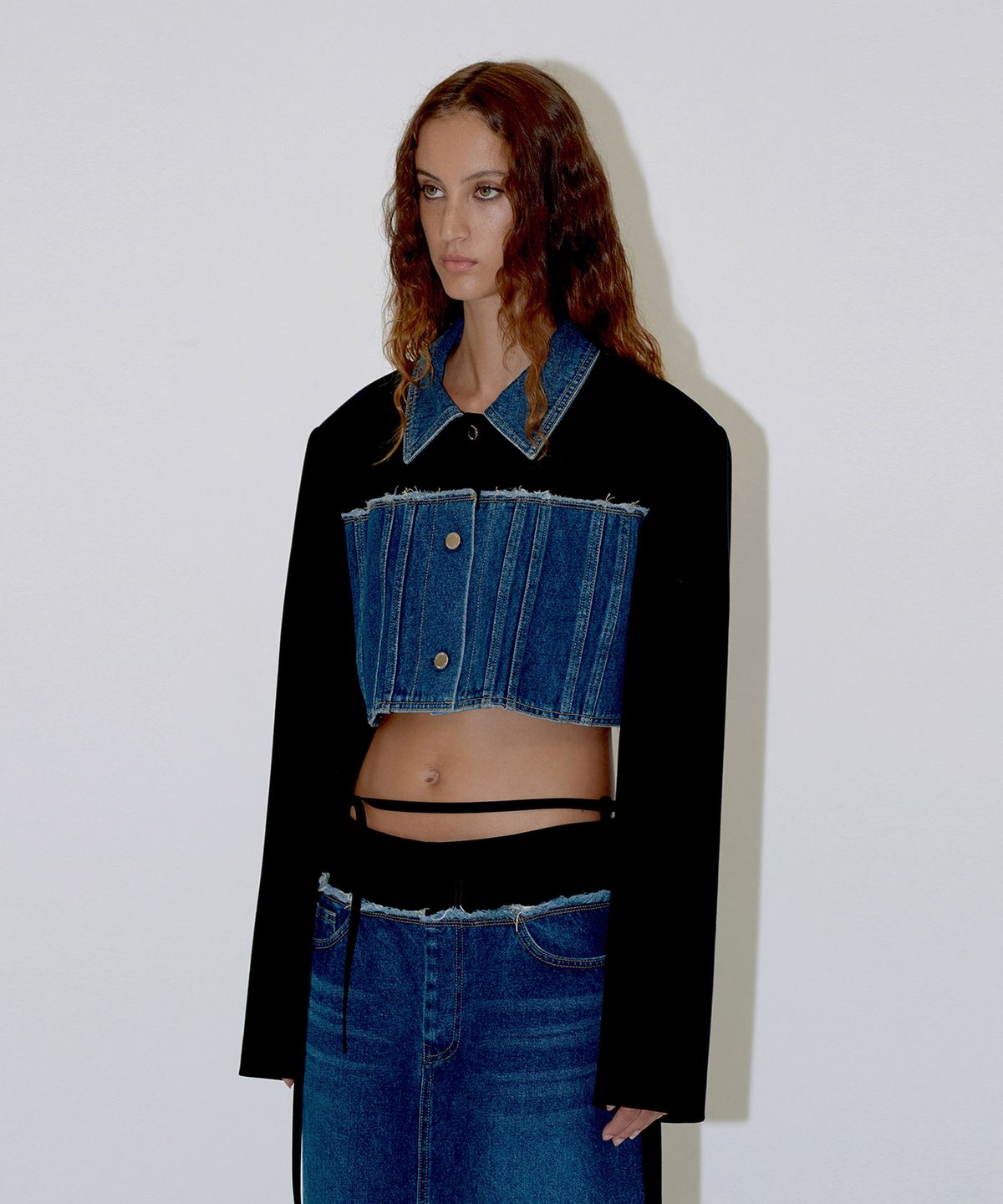 다이애그널(DIAGONAL) DENIM MIXED JACKET (black)