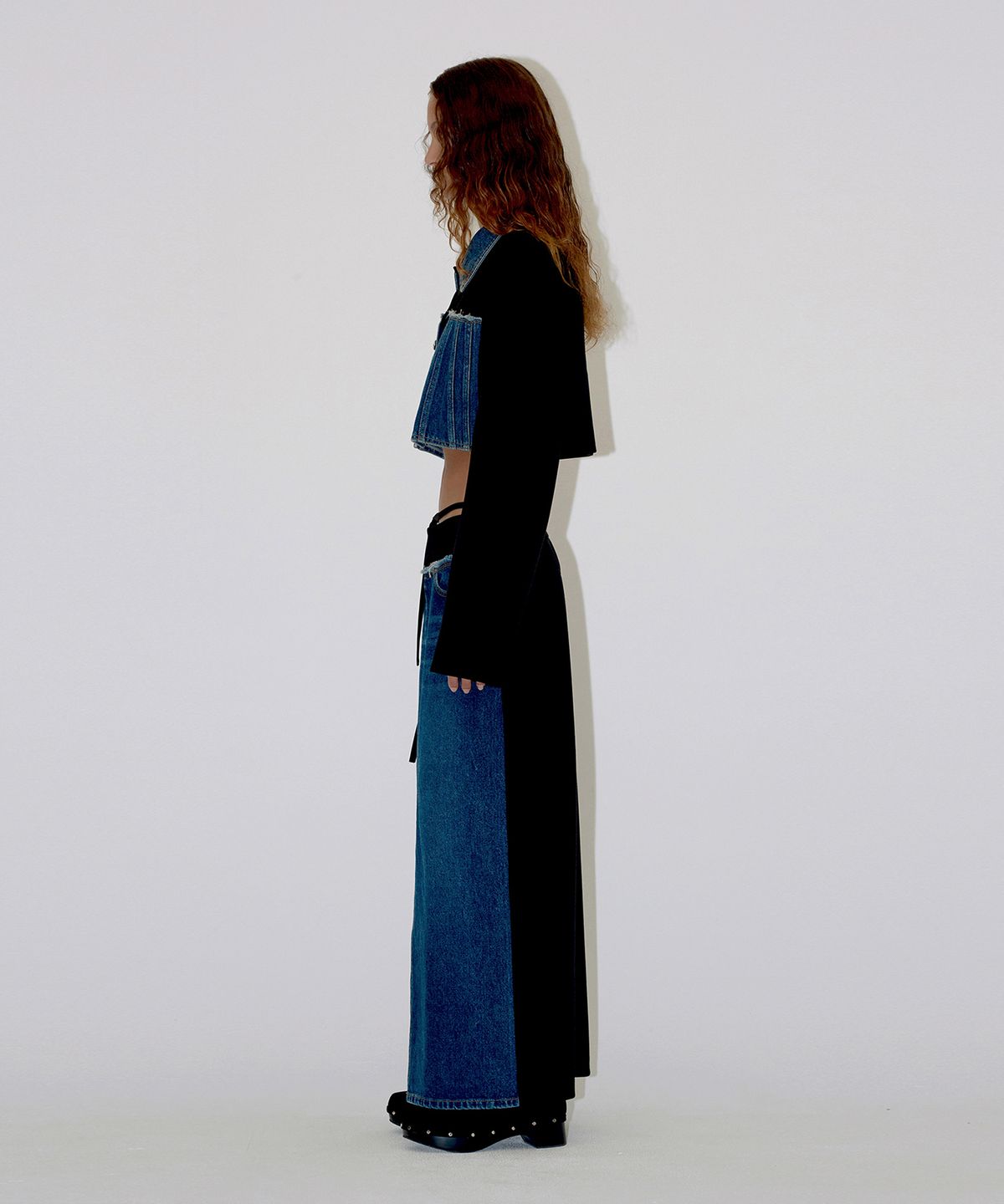 다이애그널(DIAGONAL) DENIM MIXED JACKET (black)