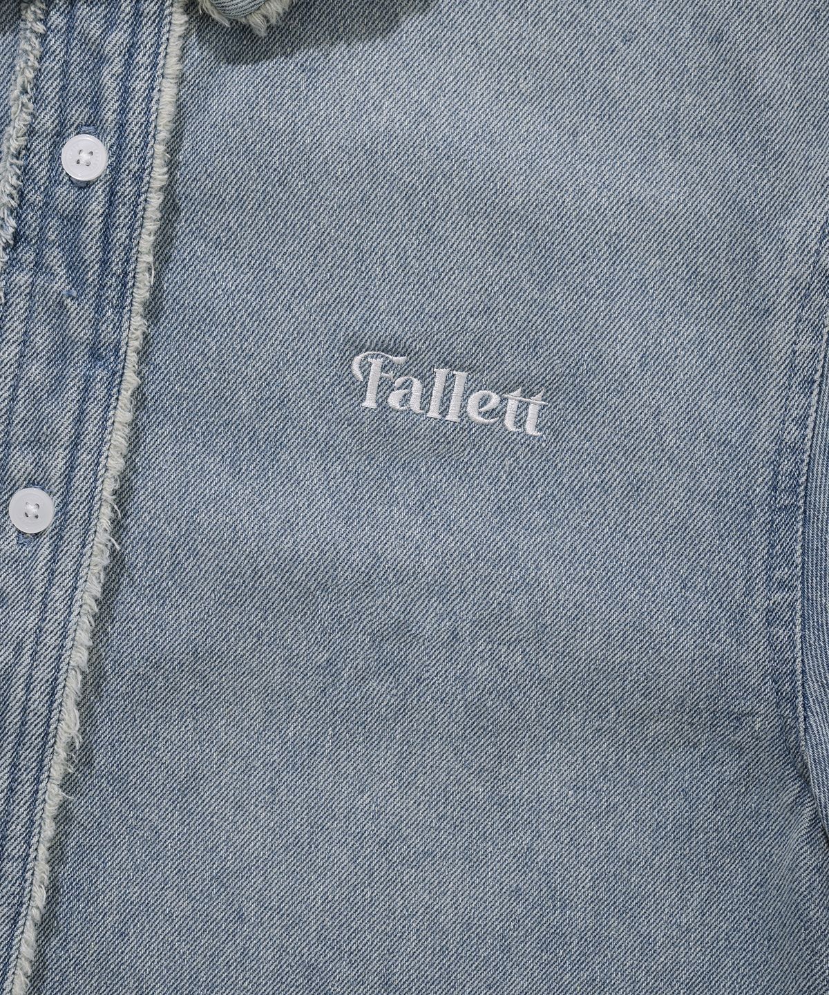 팔렛(FALLETT) 데님 데미지 크롭 셔츠 블루