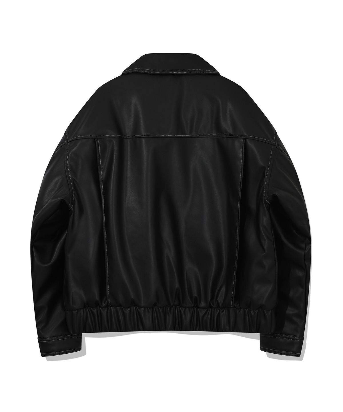팔렛(FALLETT) 탑스티치 비건레더 패디드 블루종 블랙