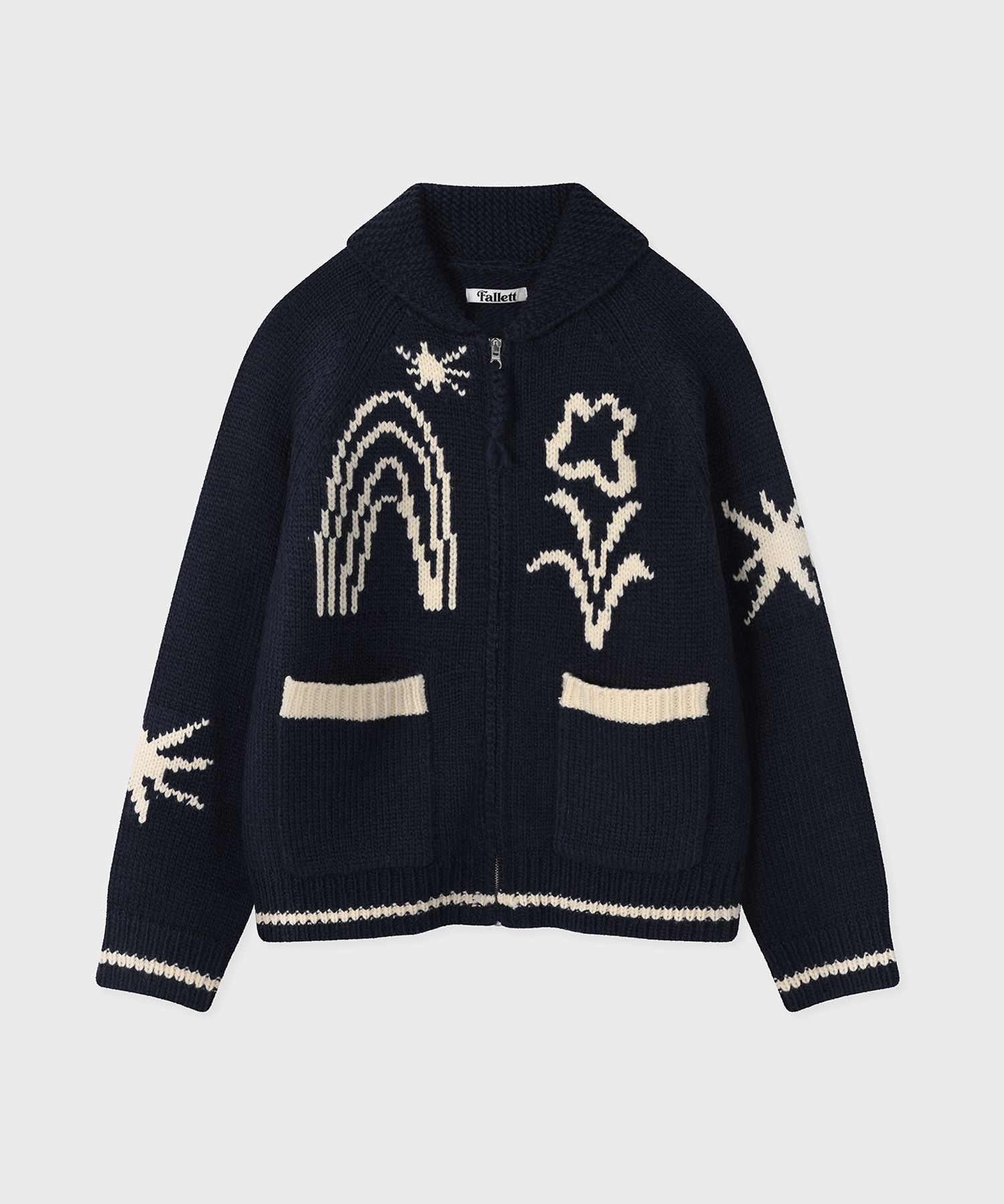 [FALLETT] Drawing Garden Cowichan Knit Zip-up /追跡付 MUSINSA | FALLETT Drawing Garden Cowichan Knit Zip-up Navy