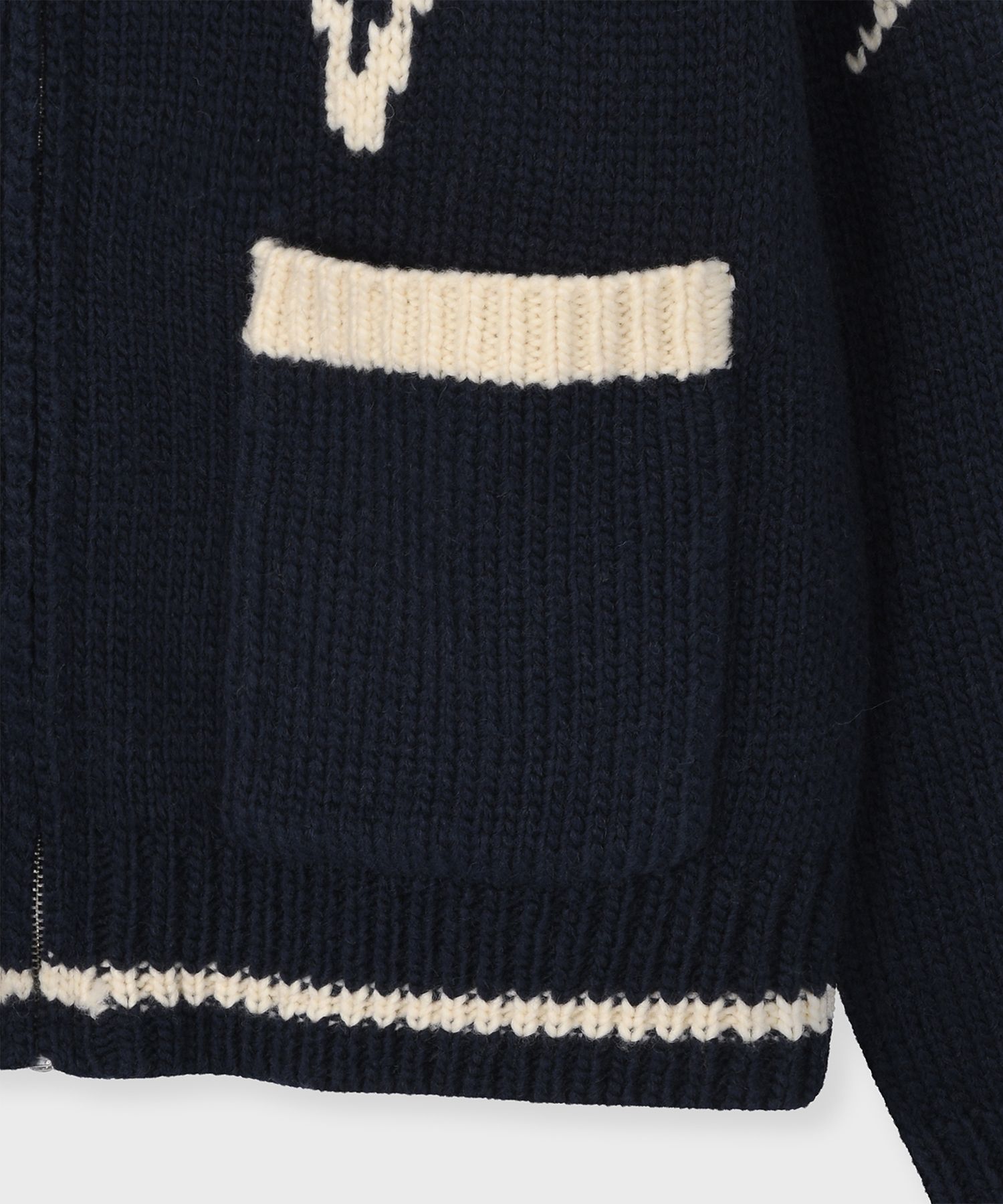 MUSINSA | FALLETT Drawing Garden Cowichan Knit Zip-up Navy