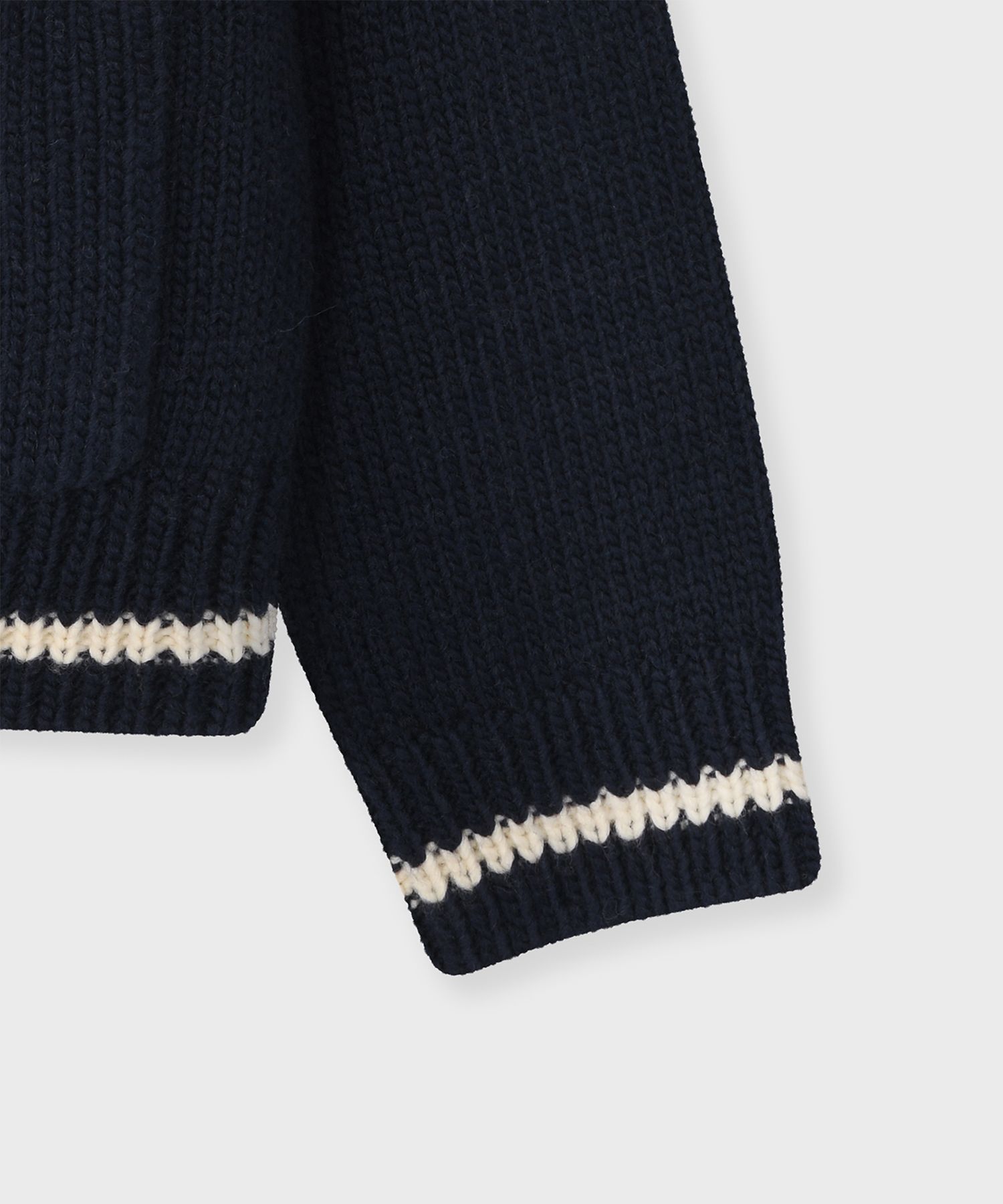 MUSINSA | FALLETT Drawing Garden Cowichan Knit Zip-up Navy