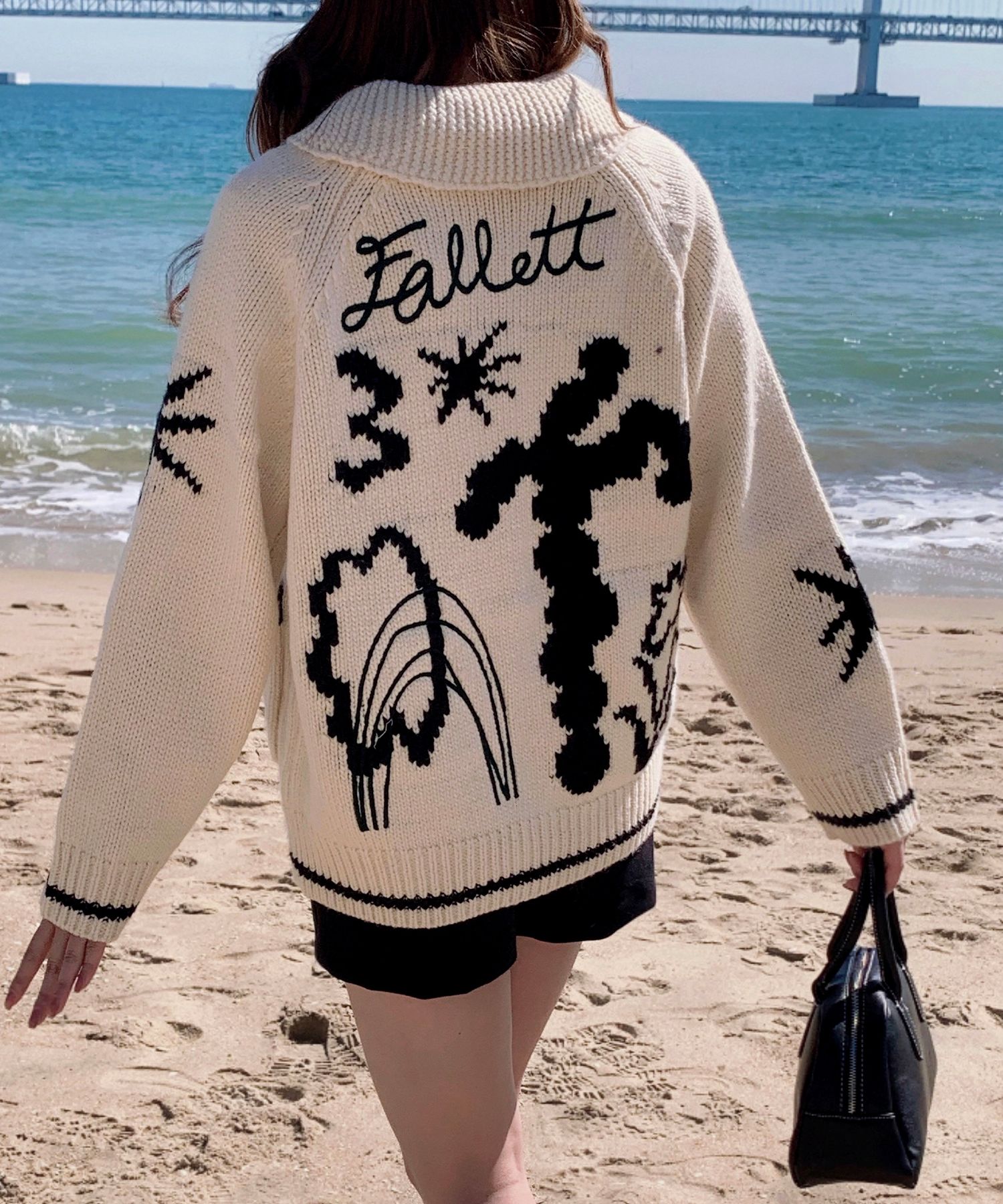 Liten リテン Sculpture form pullover ホワイト MUSINSA公式 | FALLETT Drawing Garden Cowichan Knit Zip-up Ivory