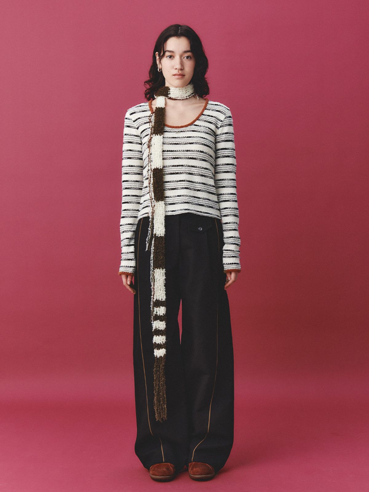 기준(KIJUN) Piping Wide Pants Black
