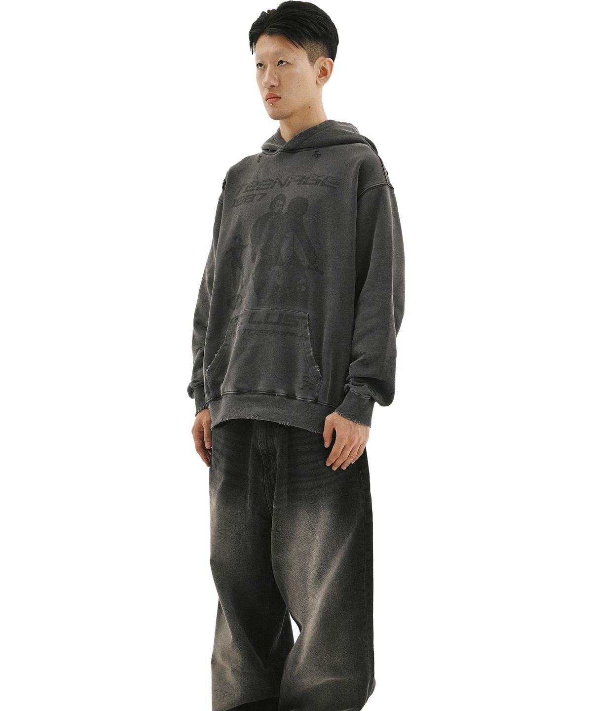 래리클락(LARRY CLARK) TEENAGE LUST DIS HOODIE PG CHARCOAL