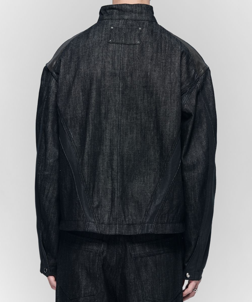 MUSINSA | MAISON MINED SICKLE BIKER DENIM JACKET BLACK