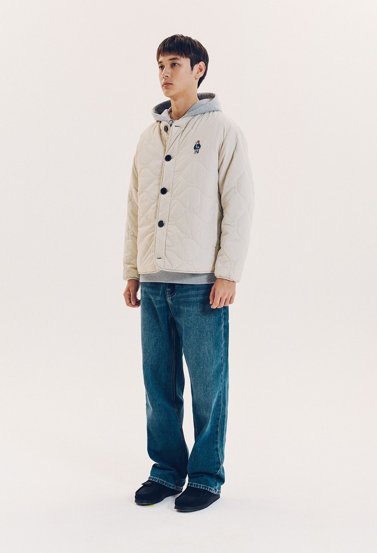 예일(YALE) 엠브로이더리 댄 퀼팅자켓_블랙