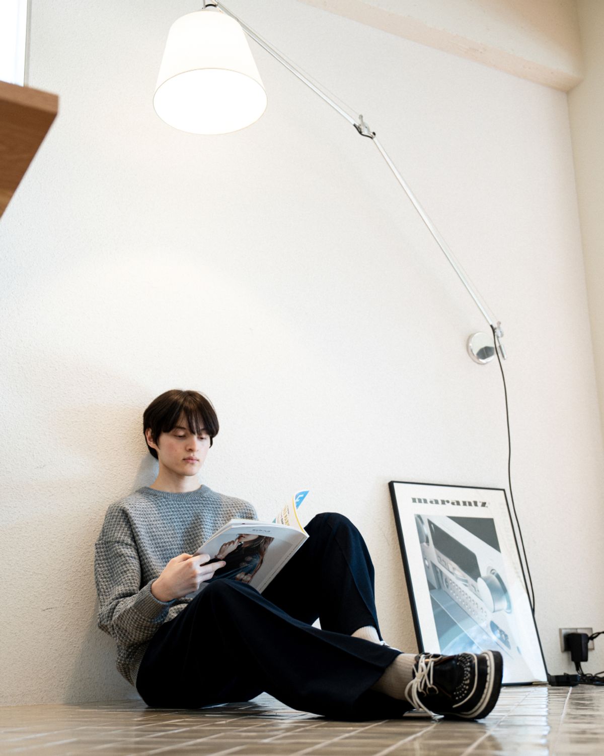 아스트레이(ASTLAY) loveless Round Neck knit (Light Gray/Denim/ Cream)