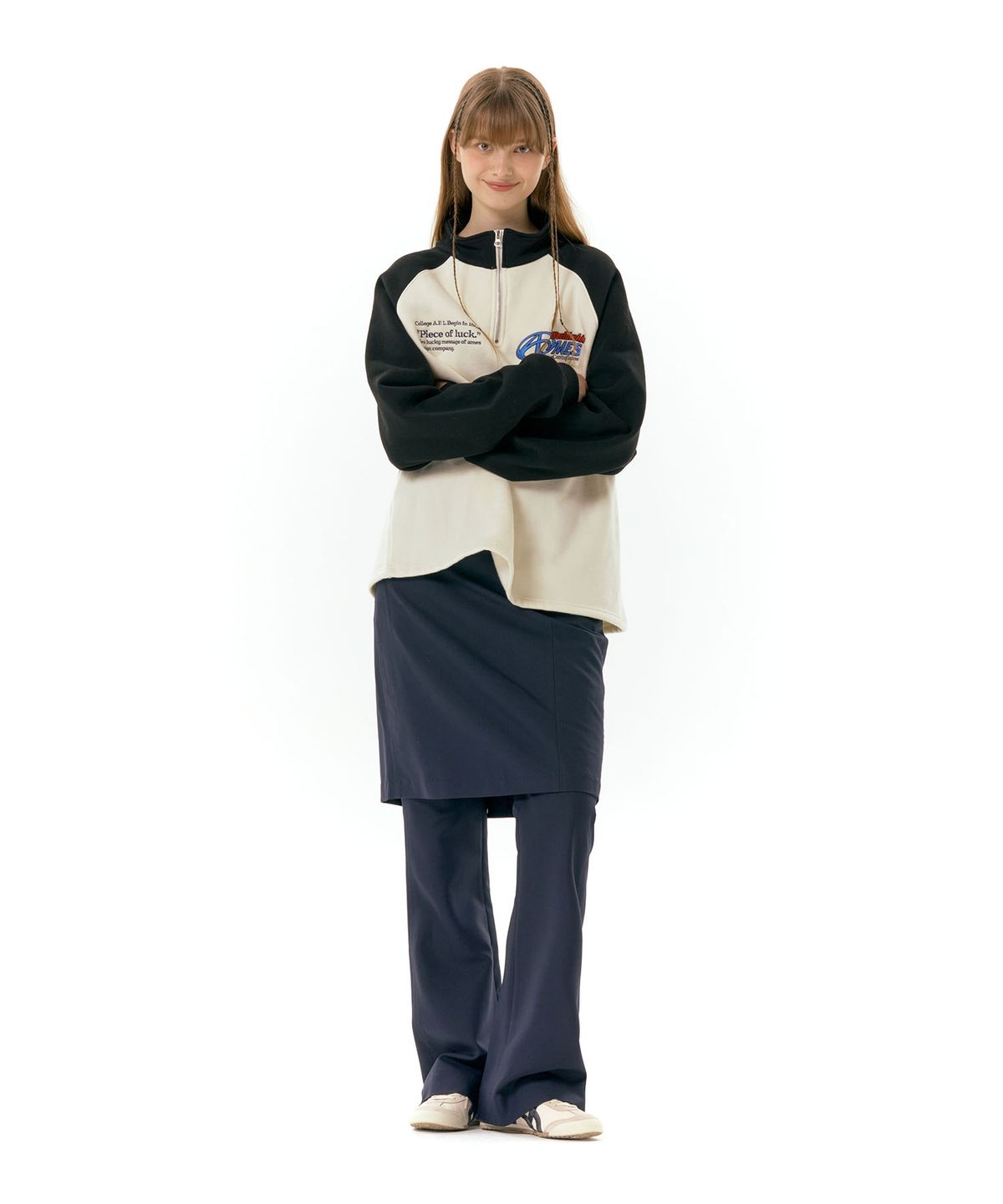 아메스 월드와이드(AMES-WORLDWIDE) SYMBOL LOGO HALF ZIP UP CREAM