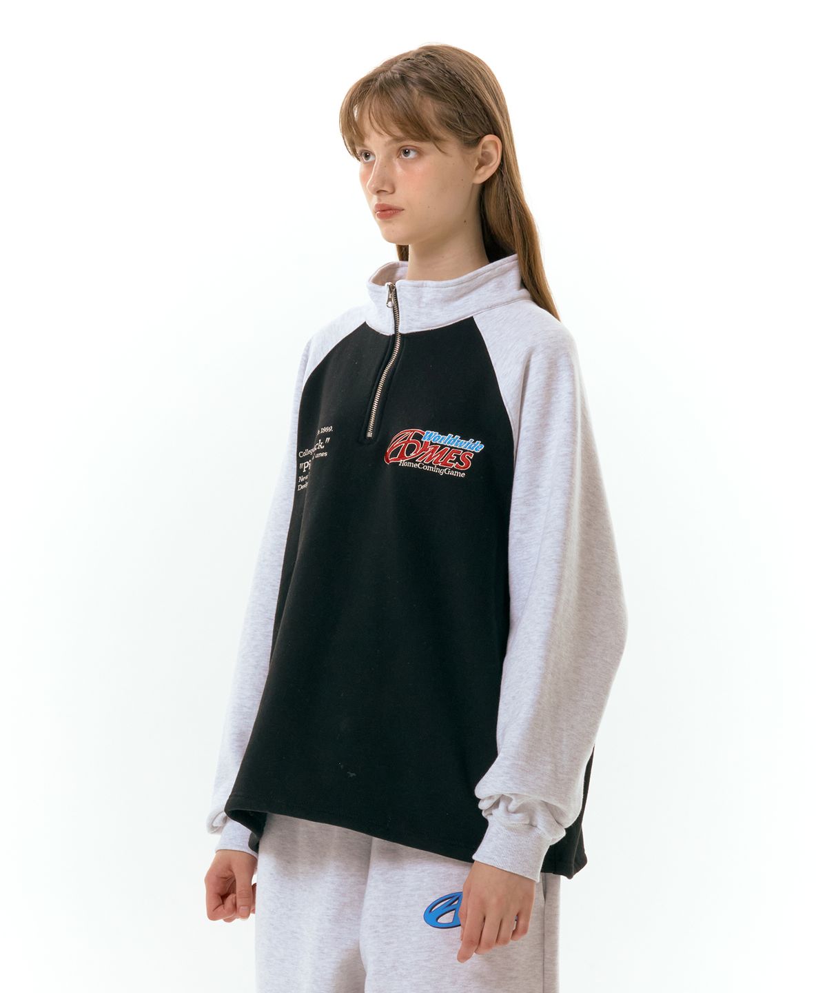 아메스 월드와이드(AMES-WORLDWIDE) SYMBOL LOGO HALF ZIP UP BLACK