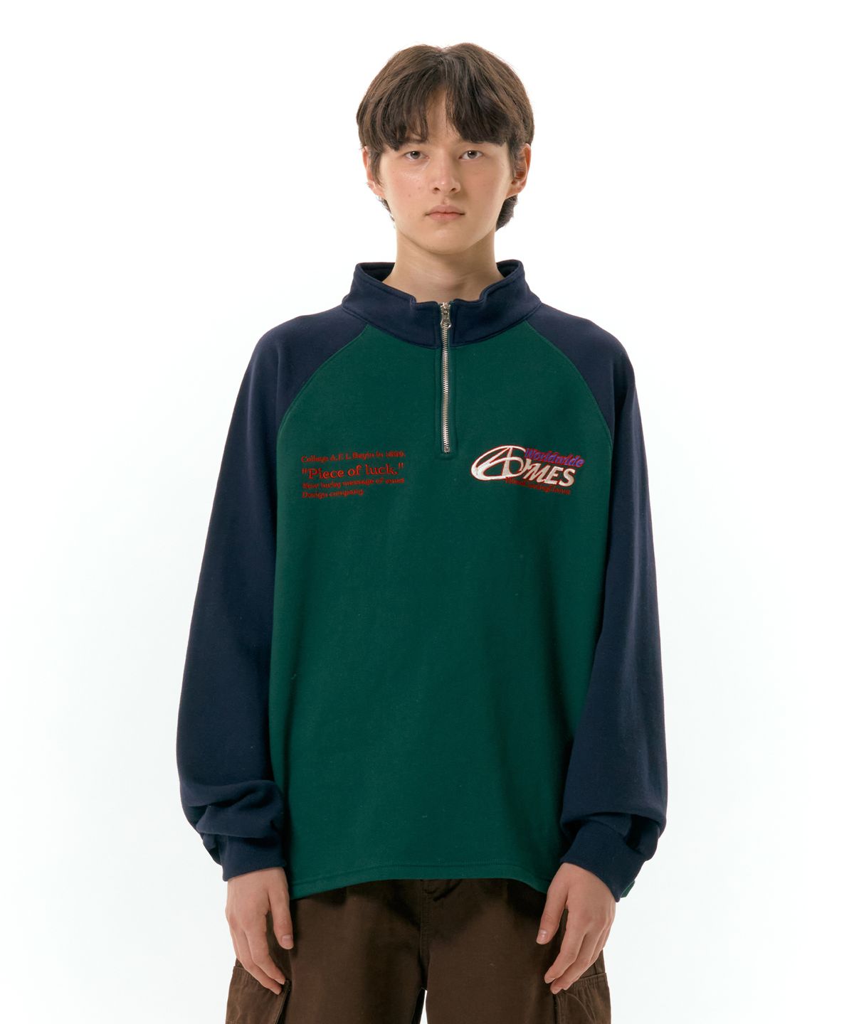 아메스 월드와이드(AMES-WORLDWIDE) SYMBOL LOGO HALF ZIP UP GREEN (AM2DFUM483A)