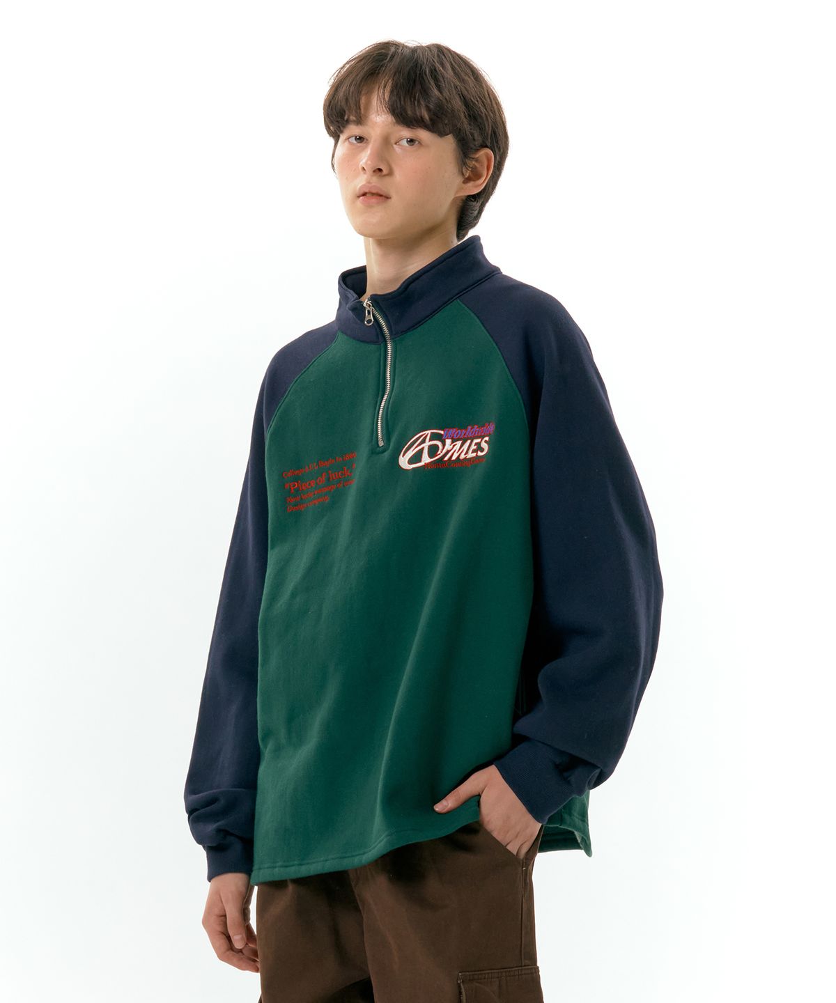 아메스 월드와이드(AMES-WORLDWIDE) SYMBOL LOGO HALF ZIP UP GREEN (AM2DFUM483A)