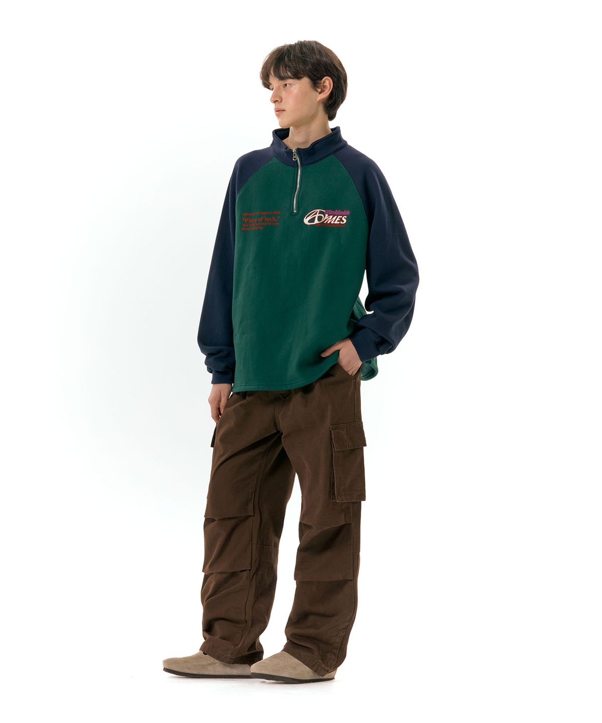 아메스 월드와이드(AMES-WORLDWIDE) SYMBOL LOGO HALF ZIP UP GREEN (AM2DFUM483A)