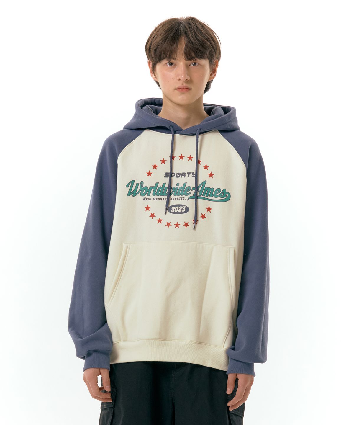 아메스 월드와이드(AMES-WORLDWIDE) SURROUNDING STAR RAGLAN HOODIE CREAM (AM2DFUM404A)