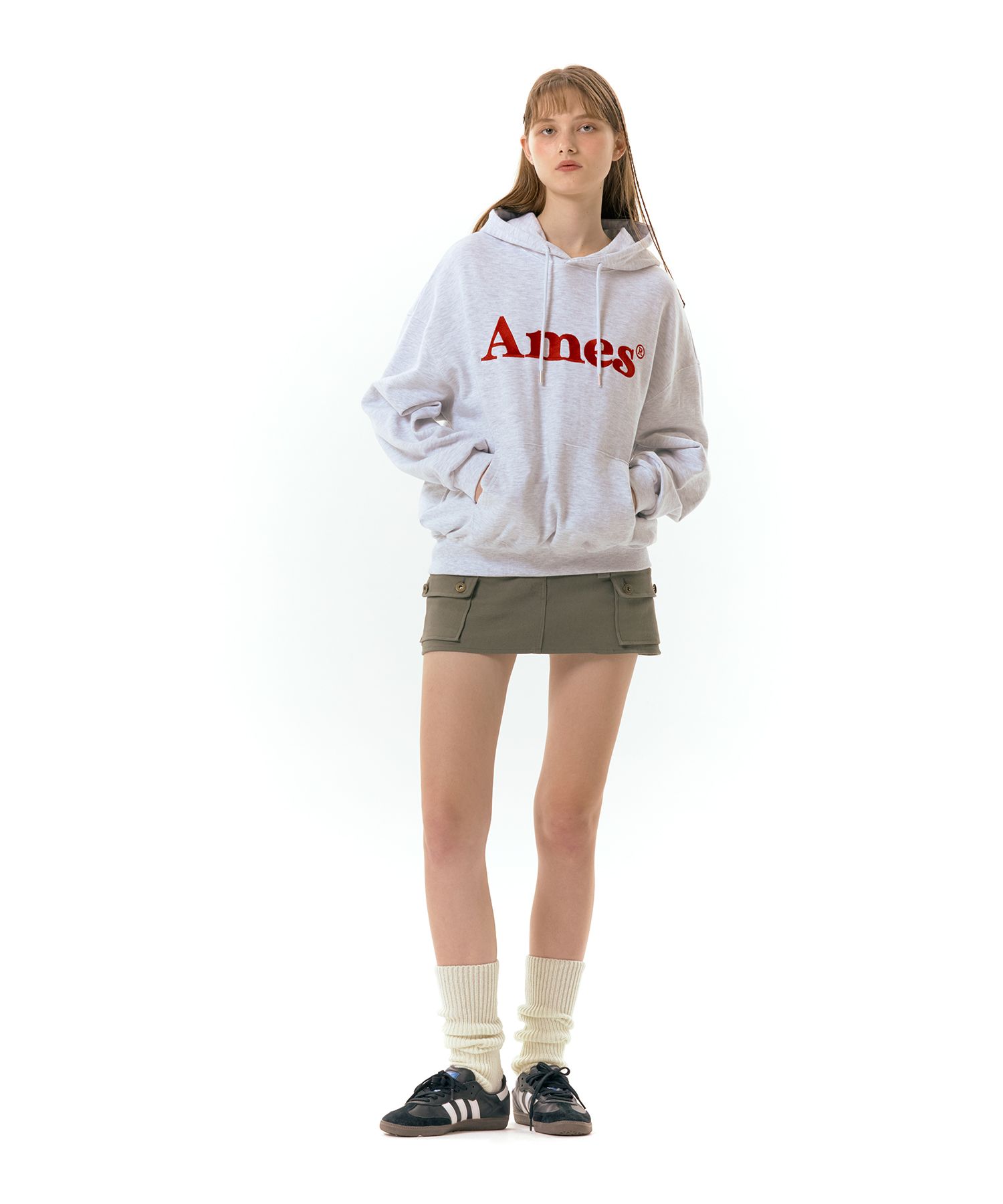 ★AMES-WORLDWIDE★BASIC LOGO HOODIE LIGHT GREY★正規品/人気 AMES BASIC LOGO HOODIE ZIP UP GREY – SeoulSeoul