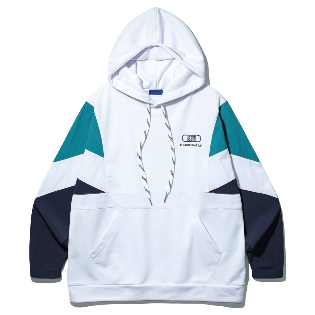 앨빈클로(ALVINCLO) BURNING 컬러 블록 오버핏 후드티 DLX732 (2 COLOR)