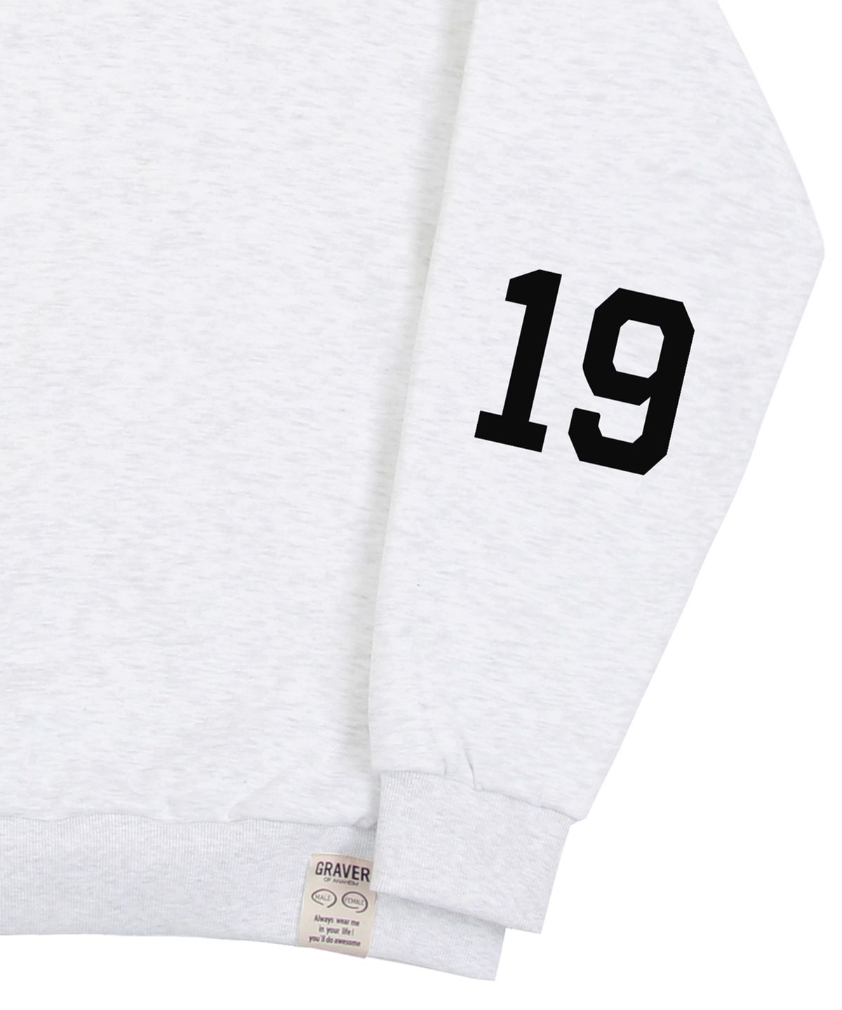 그레이버(GRAVER) [UNISEX]엘보우 1968 로고 맨투맨_멜란지화이트