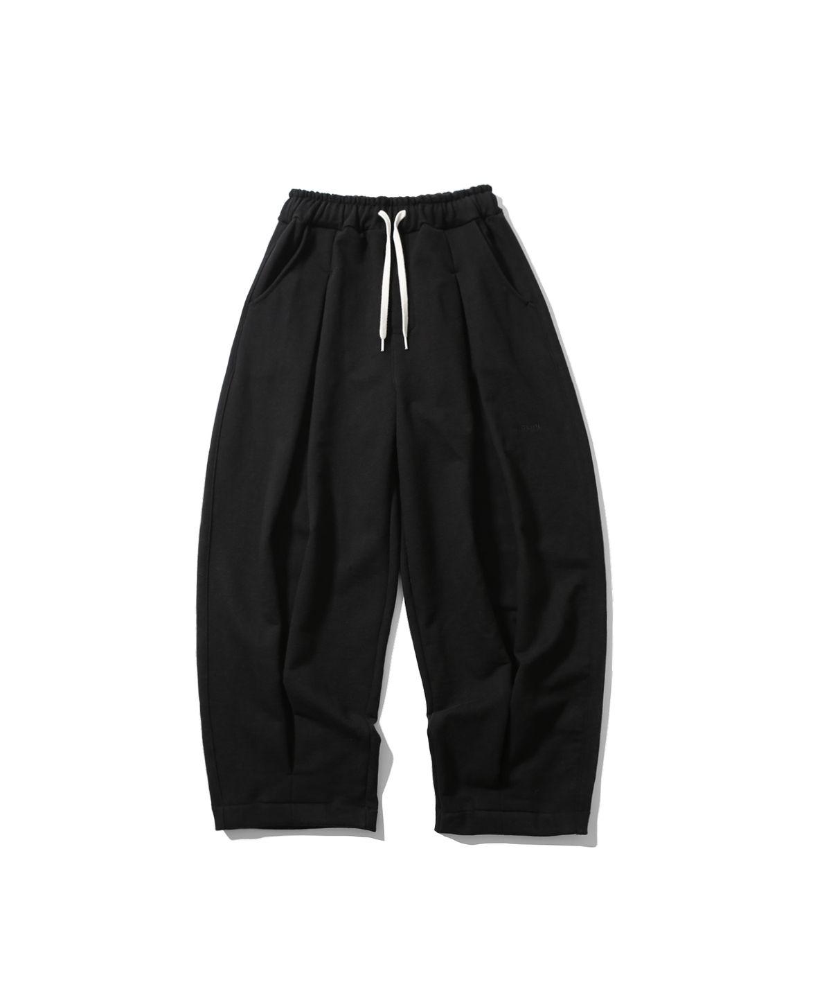 앵글런(ANGLAN) Valley Tuck Sweat Balloon Pants - Black