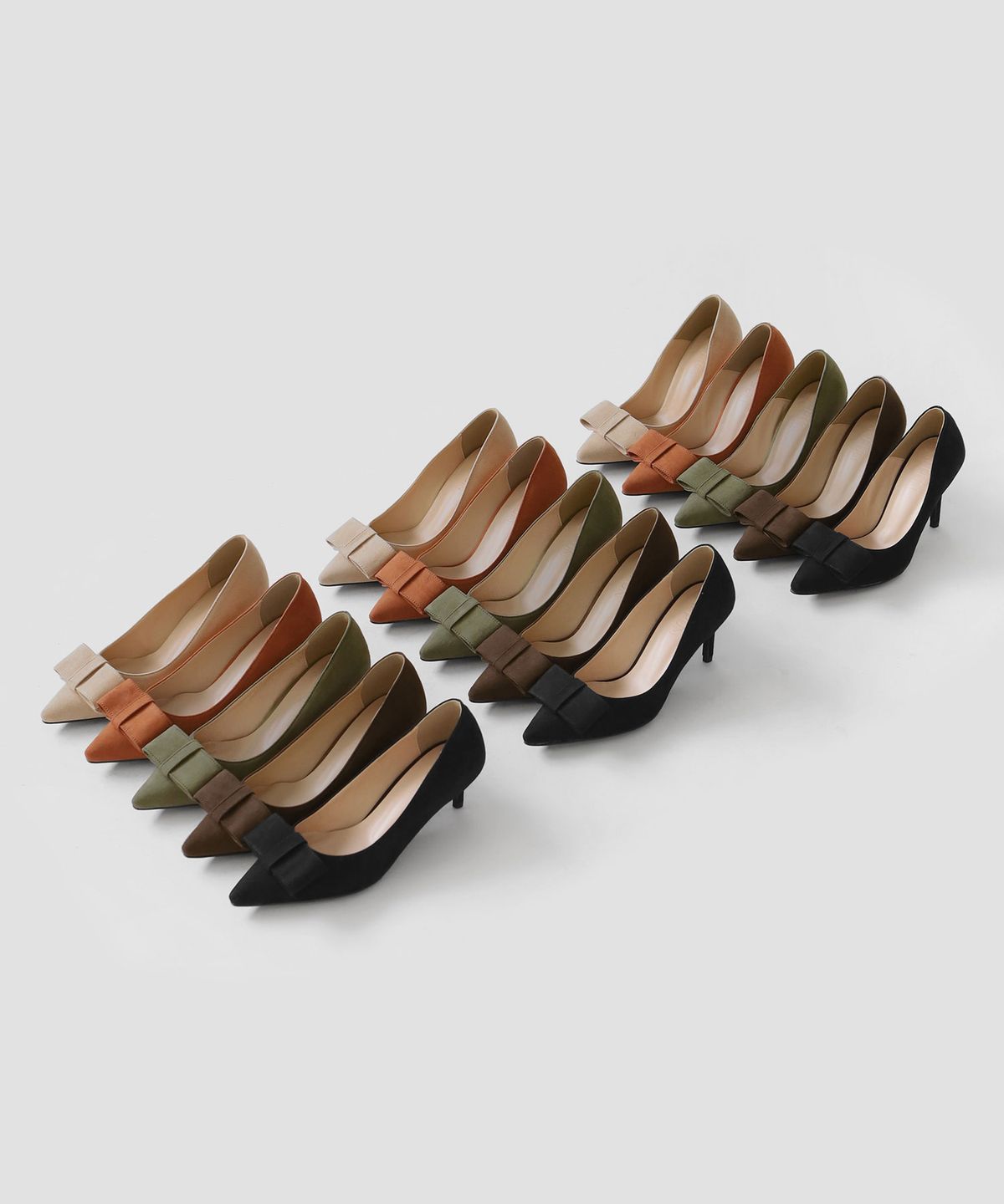 사뿐(SAPPUN) 카멜리 리본 스웨이드 스틸레토힐 (5/7/9cm)