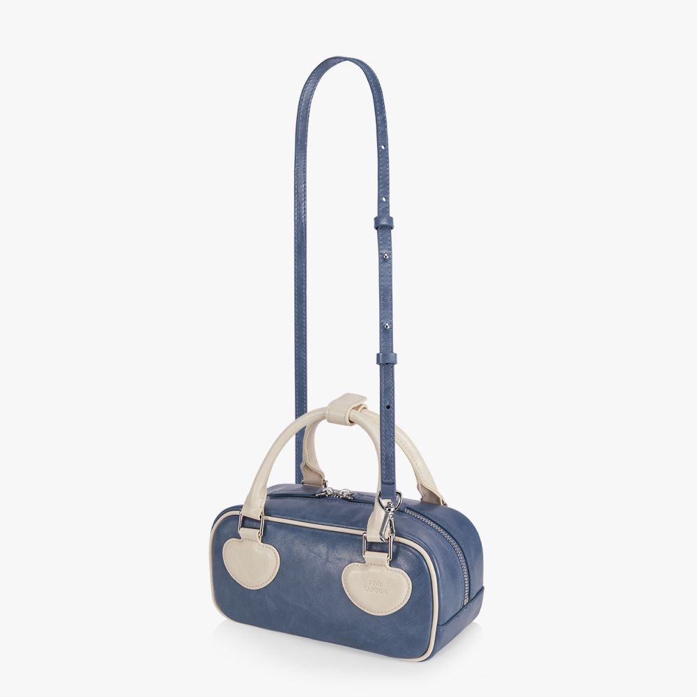 MUSINSA | FINDKAPOOR Heart Block Bag 22 Crinkled - Blue Ivory