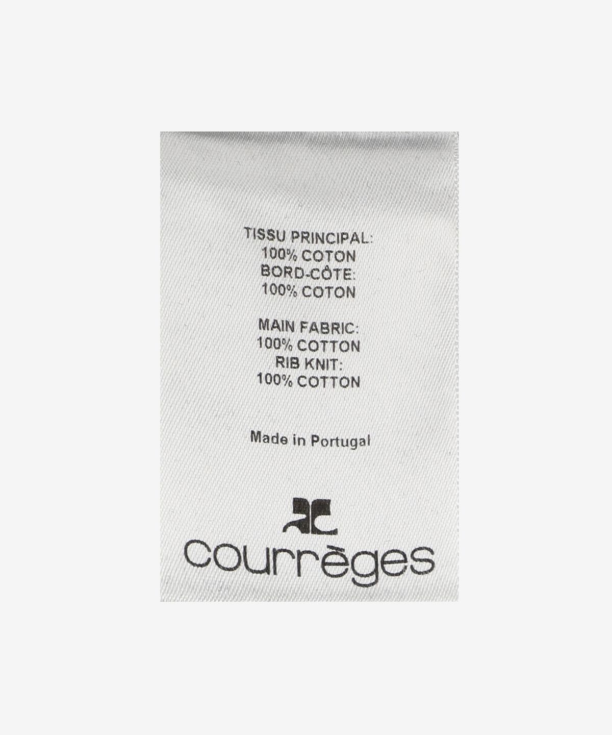 꾸레쥬(COURREGES) 크롭 어시메트릭 콘트라스트 롱슬리브 탑 - 블랙 / 223JTO174JS00709901