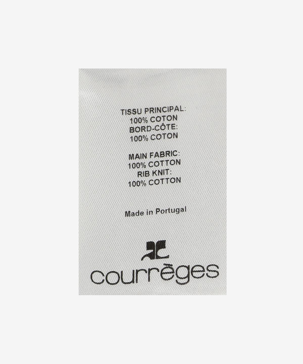 꾸레쥬(COURREGES) 크롭 어시메트릭 콘트라스트 롱슬리브 탑 - 아이스 블루 / 223JTO174JS0070I013
