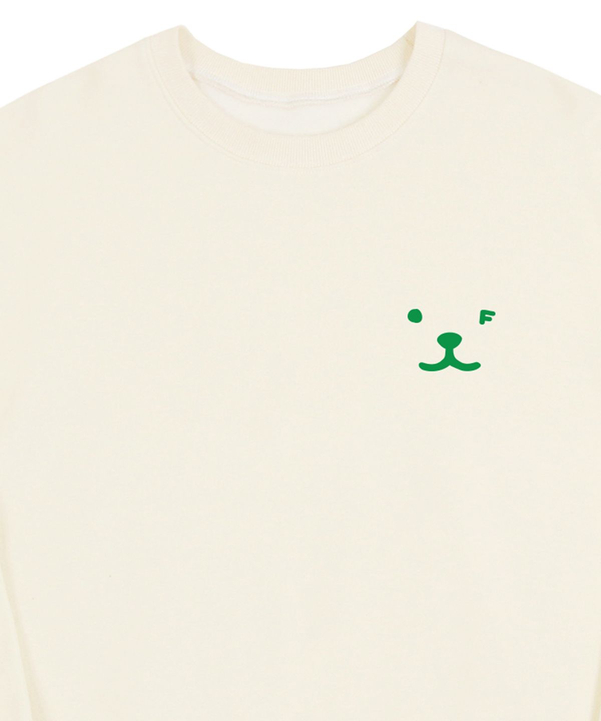 그레이버(GRAVER) [UNISEX]퍼피 페이스 스몰 드로잉스마일 맨투맨_크림/그린 로고