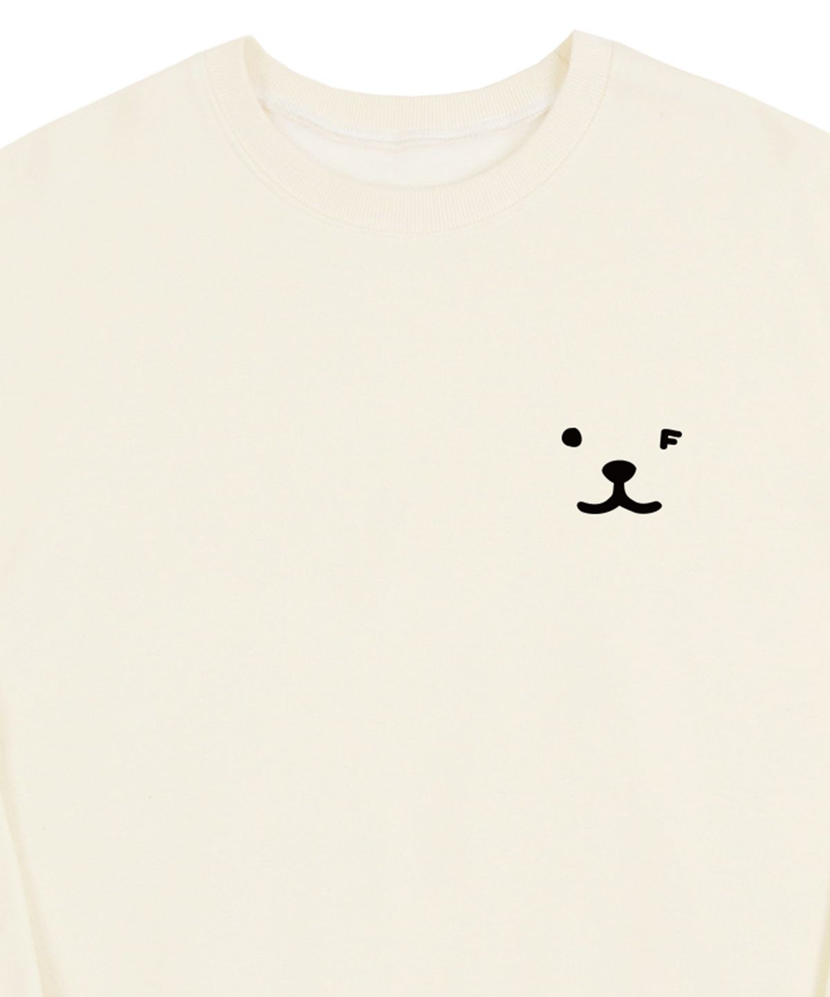그레이버(GRAVER) [UNISEX]퍼피 페이스 스몰 드로잉스마일 맨투맨_크림/블랙 로고
