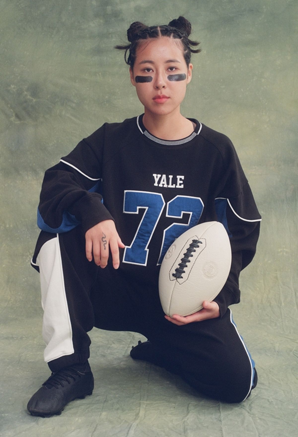 예일(YALE) [YALE X MVP] 럭비 컬러블럭 스웻 팬츠 아이보리
